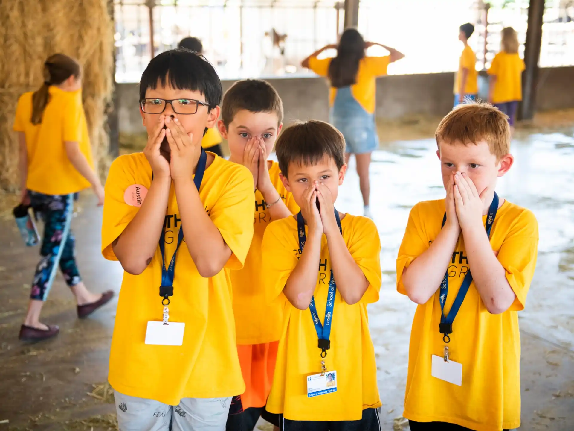 a group of children in matching t-shirts