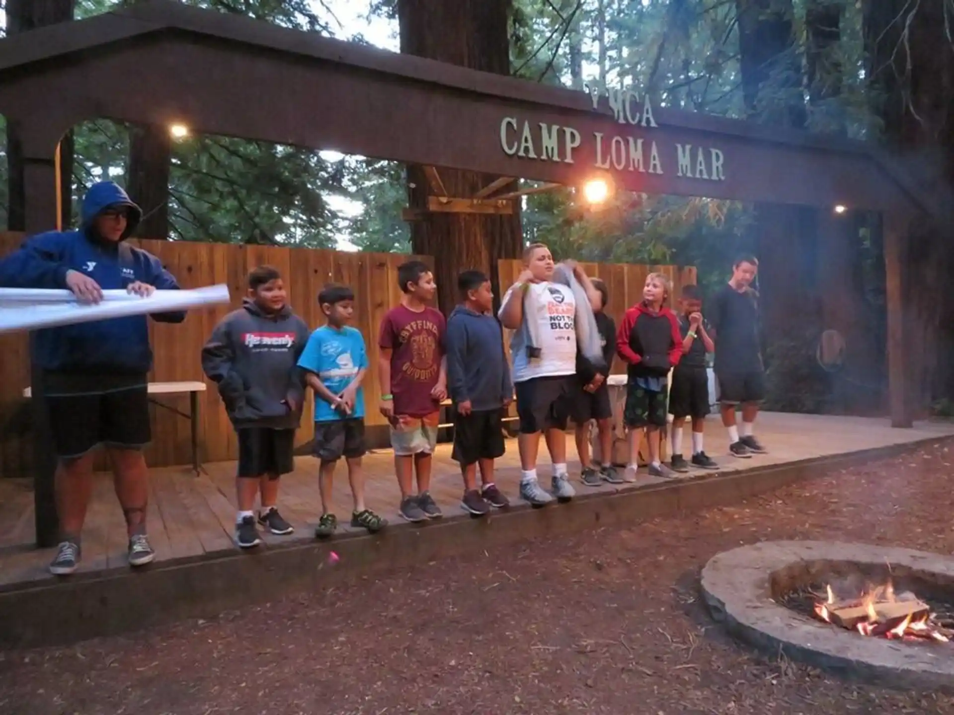 a group of people standing outside