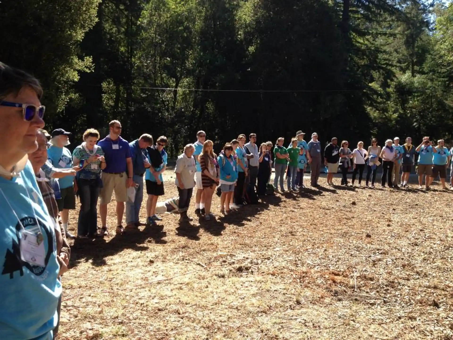 a group of people standing outside
