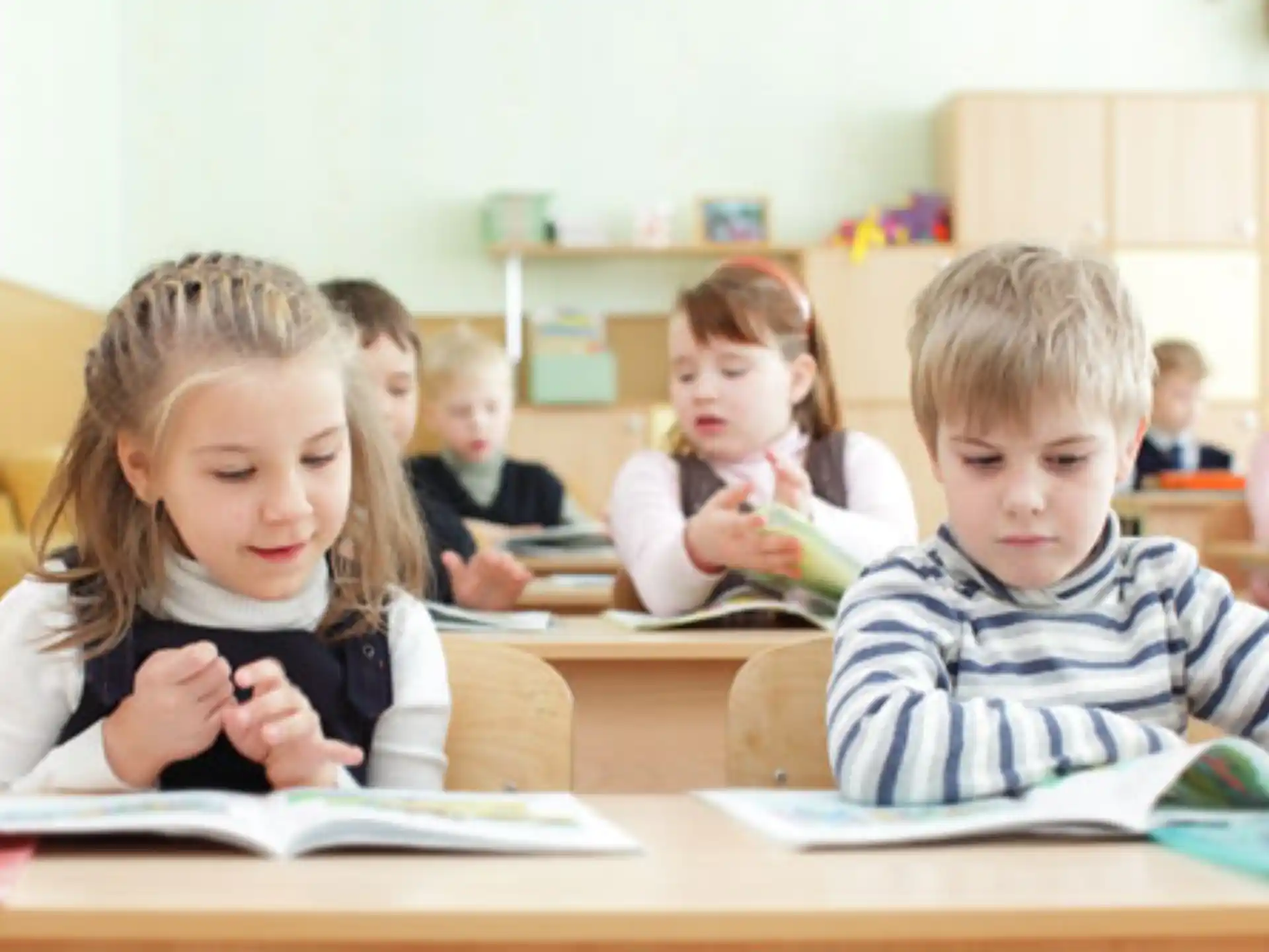 a group of children in a classroom