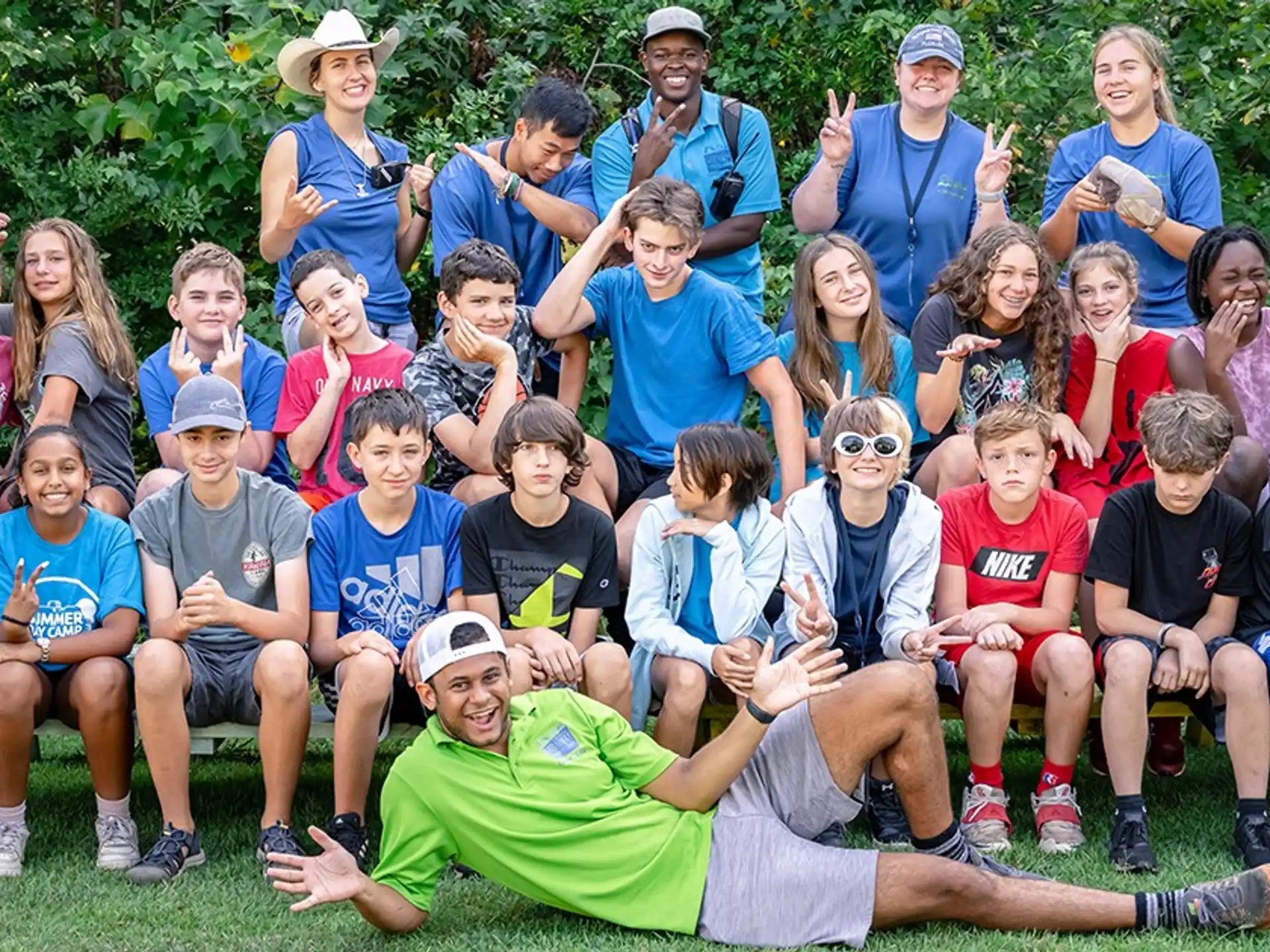 a group of people posing for a photo