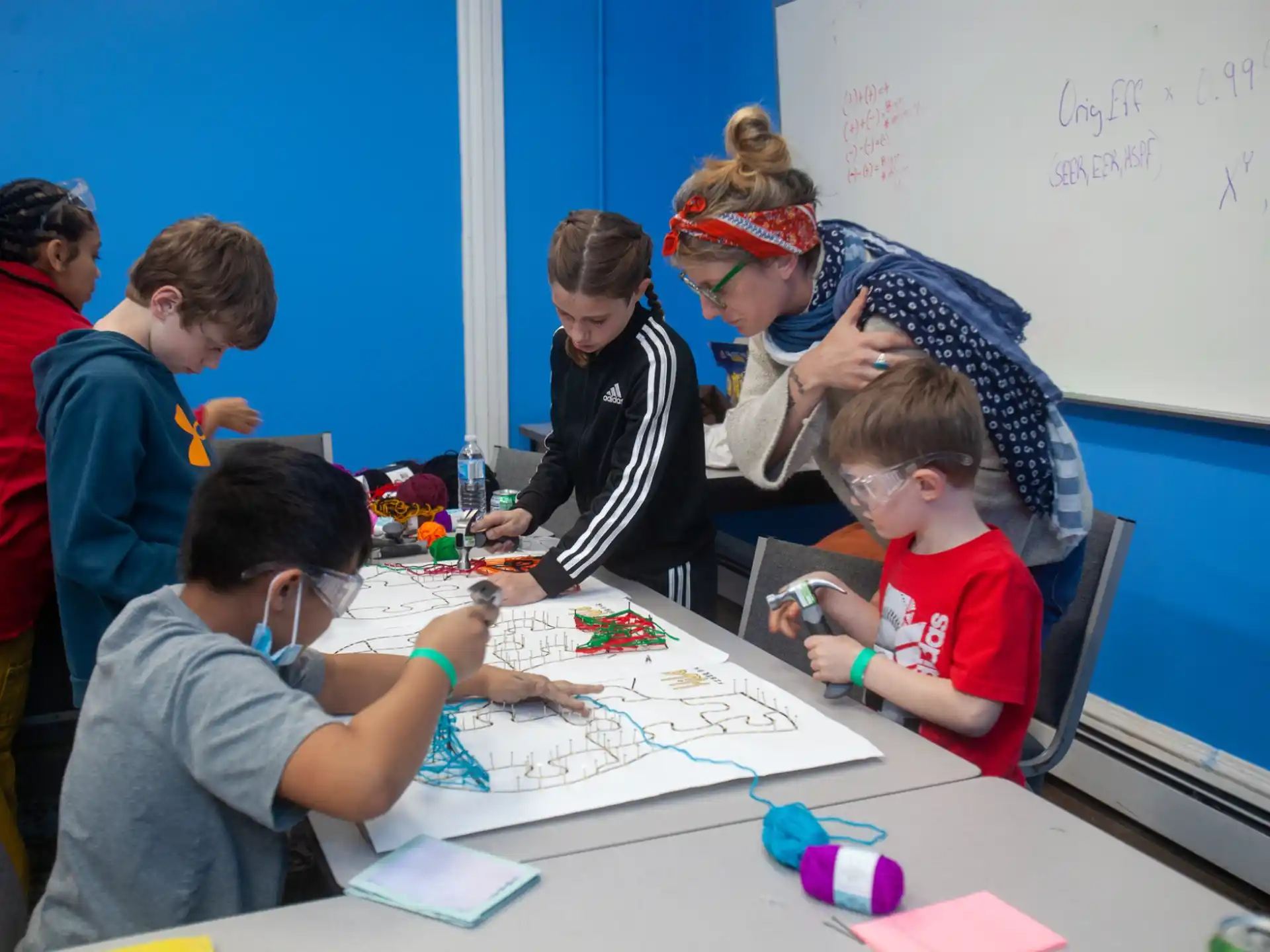 a group of people in a classroom