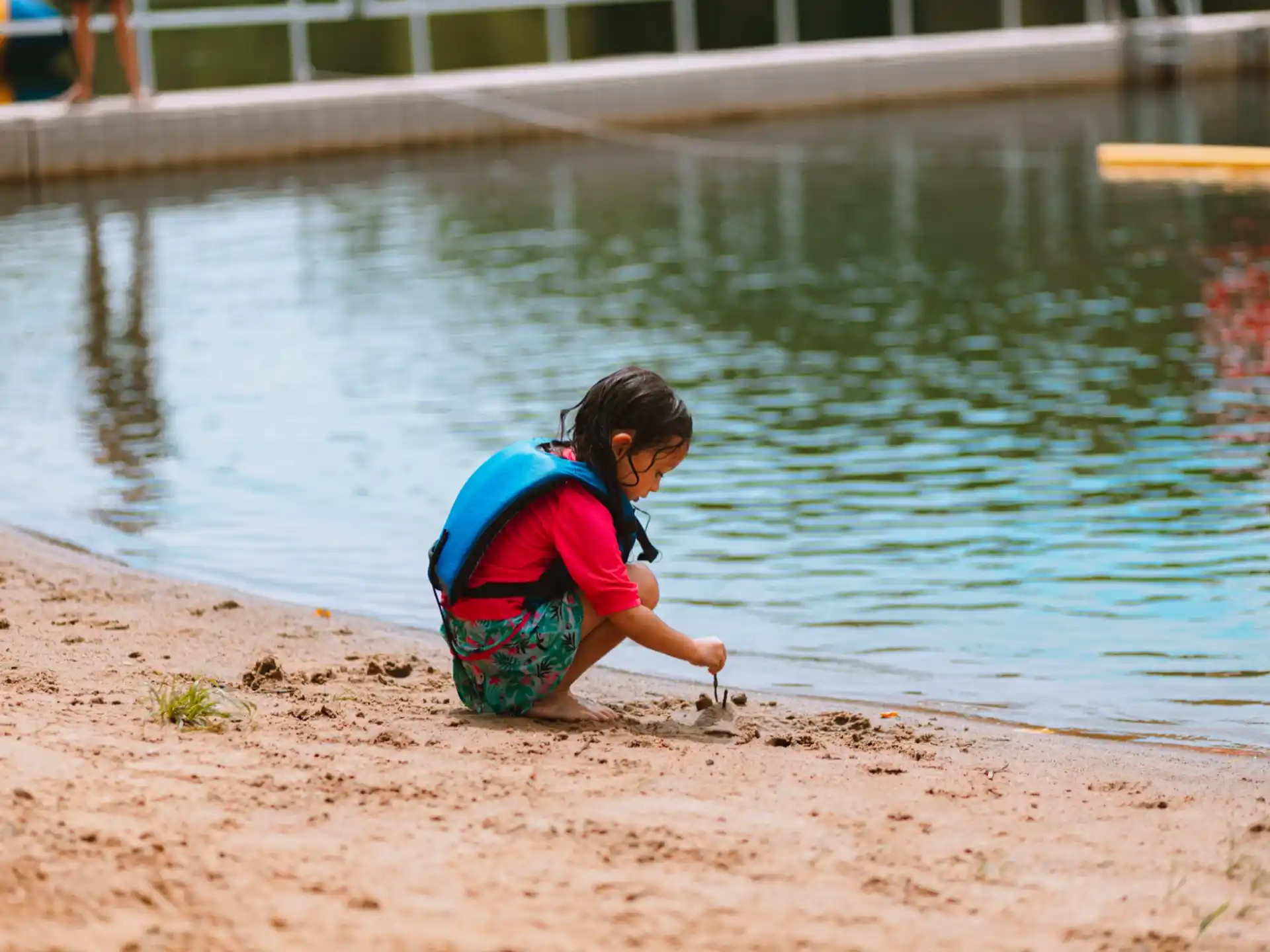 a girl playing in the water