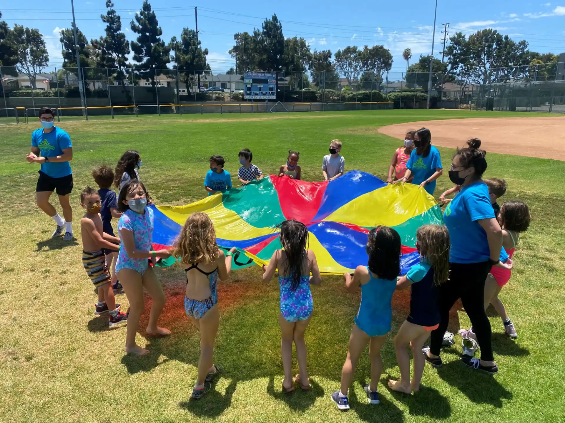 a group of people playing a game