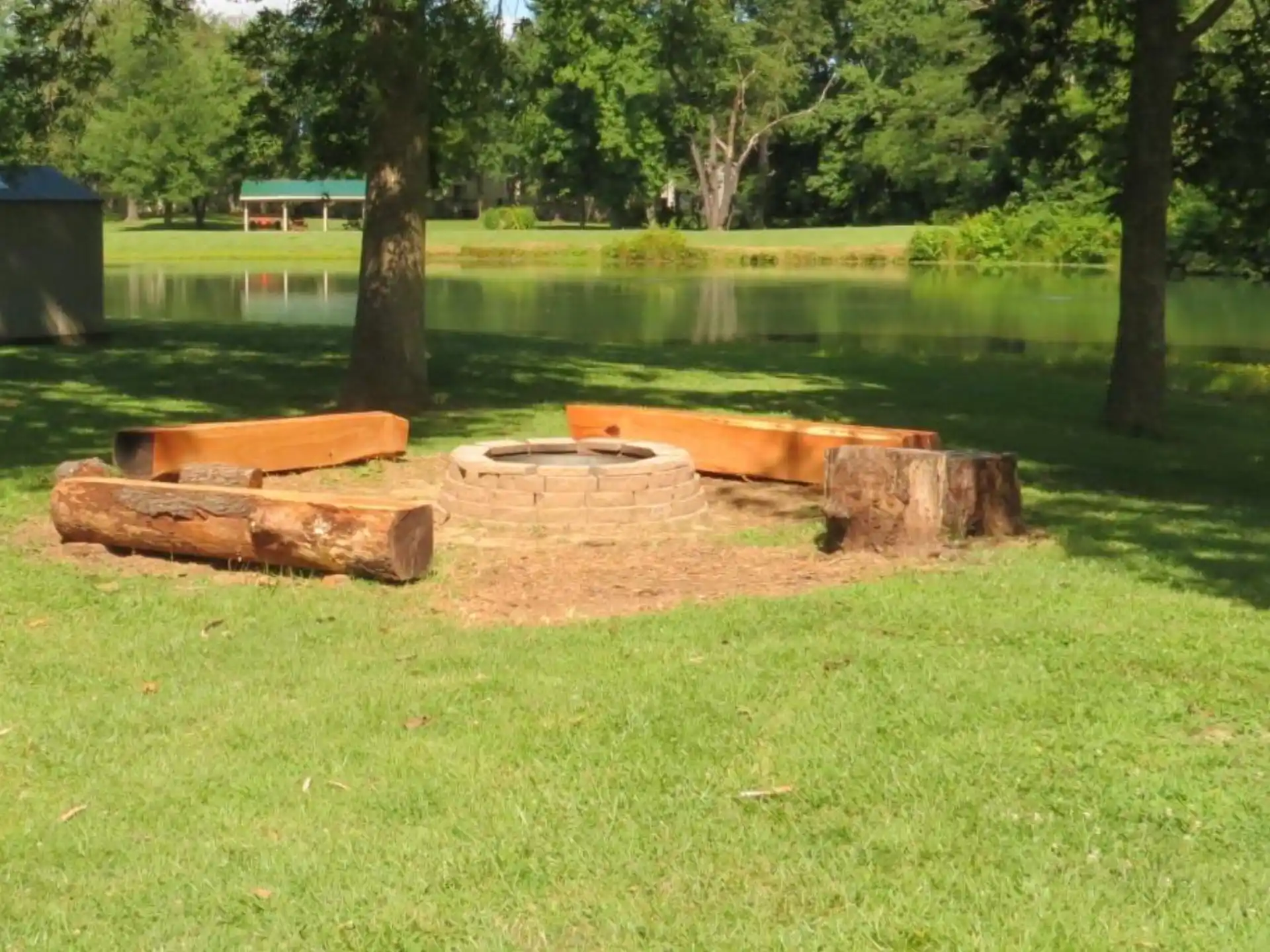 a park with a pond