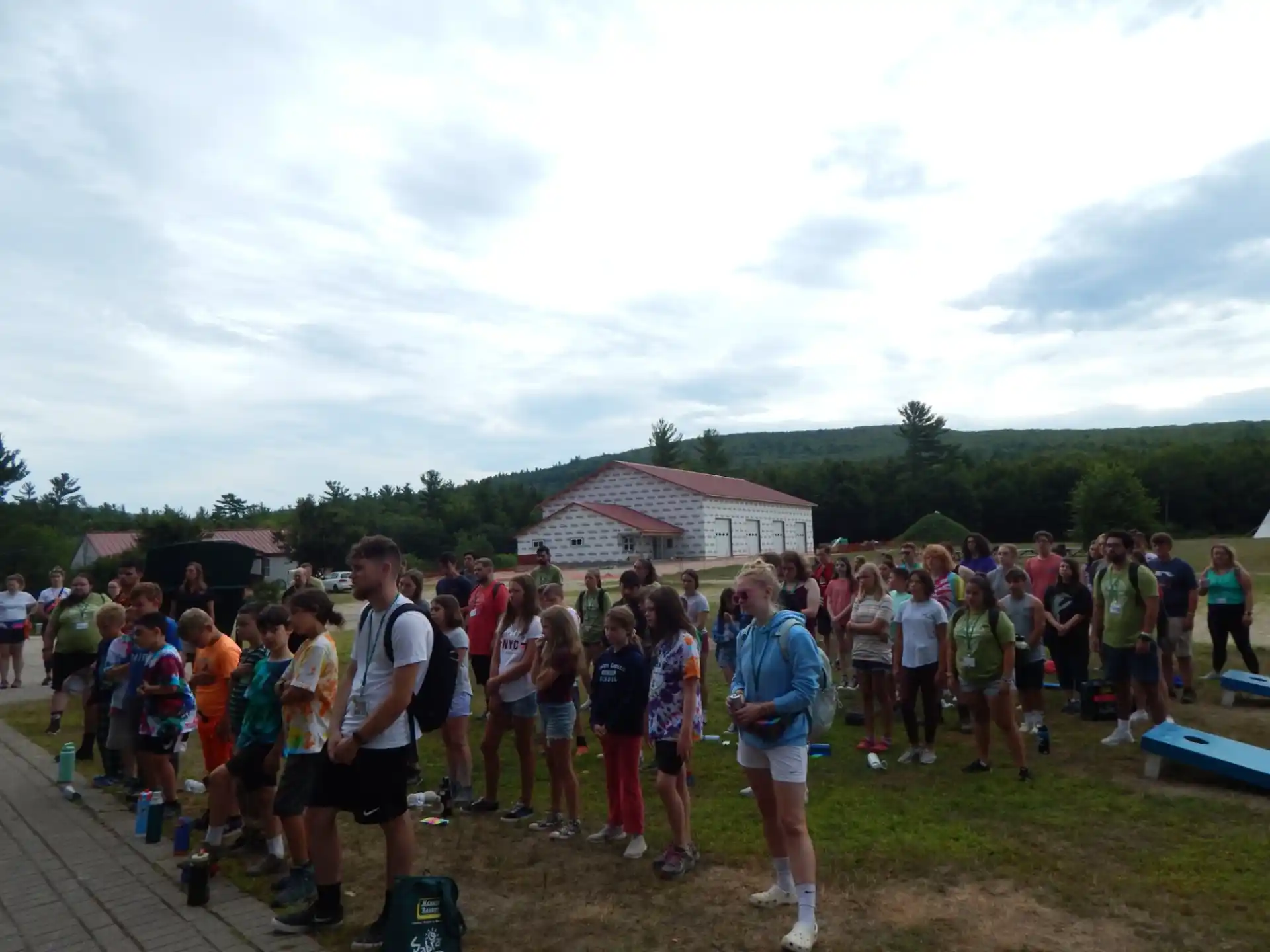 a group of people standing outside