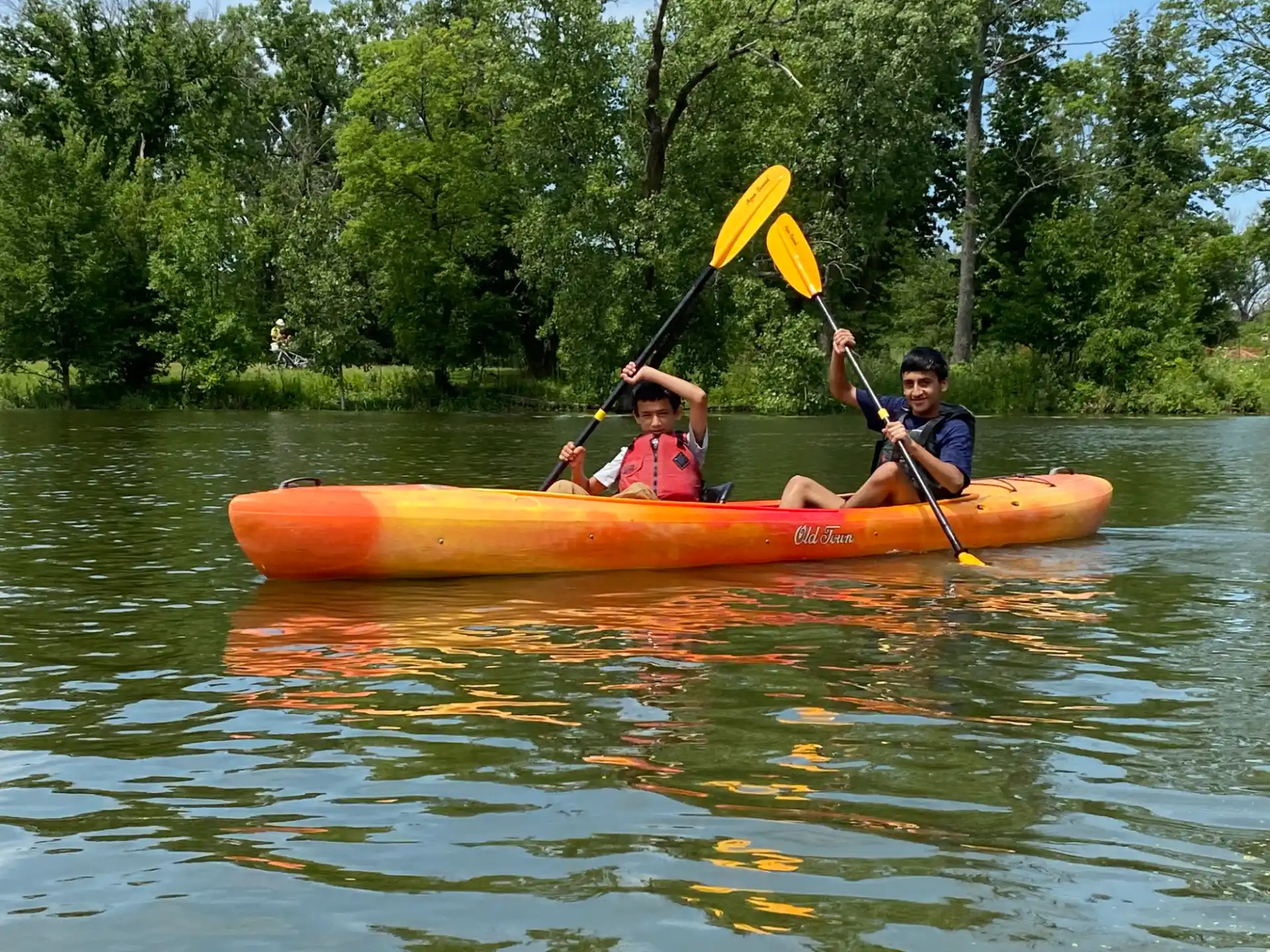 two people in a canoe