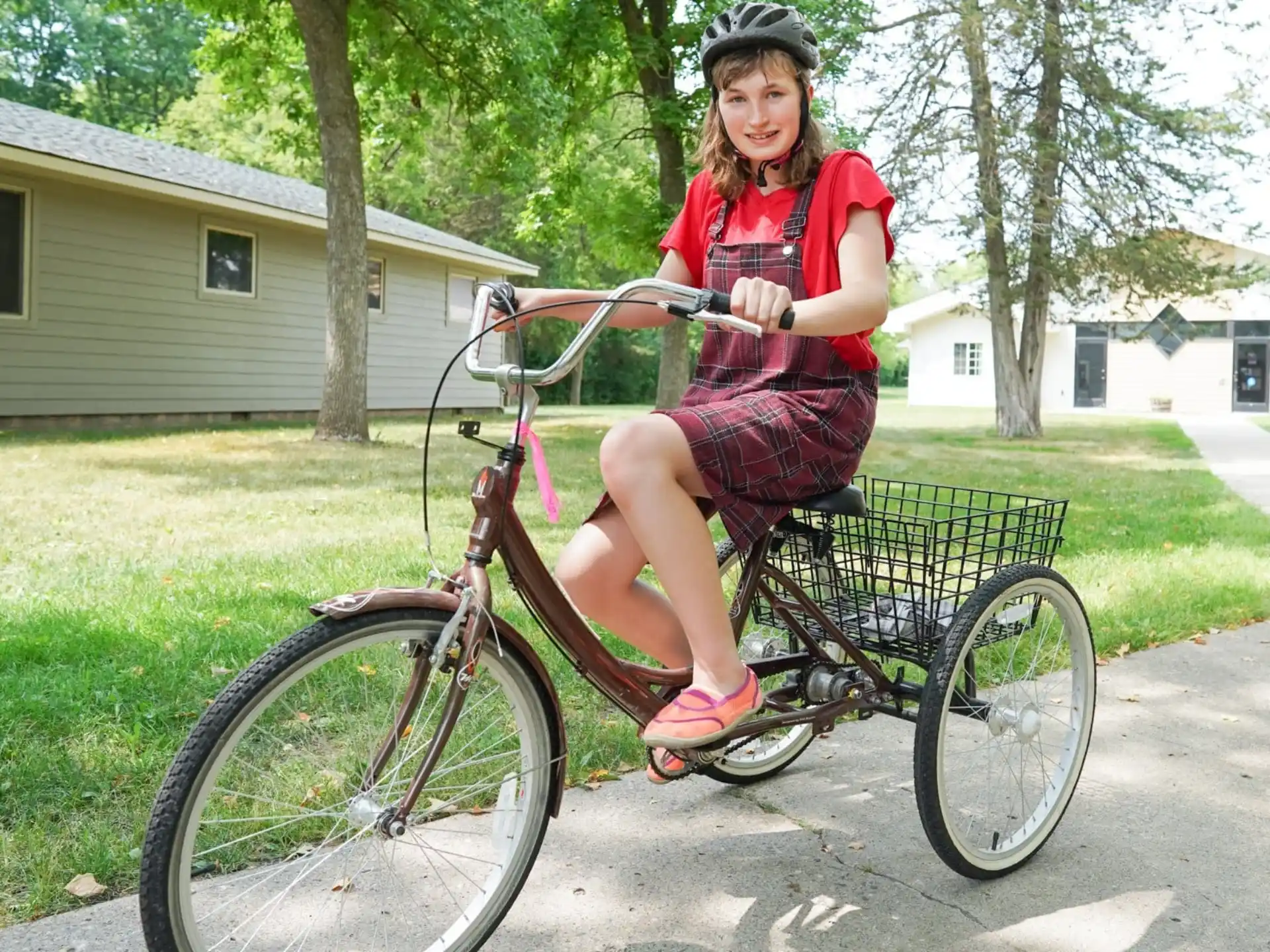 a woman riding a bicycle