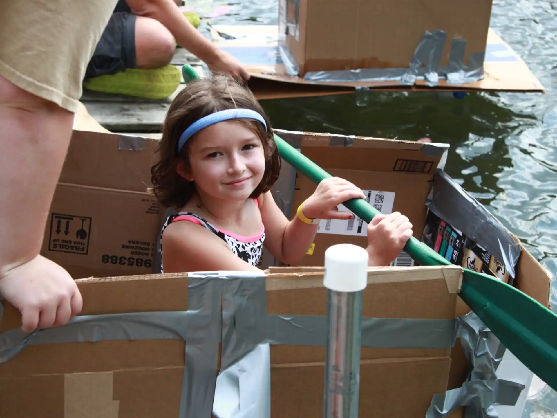 a girl in a boat