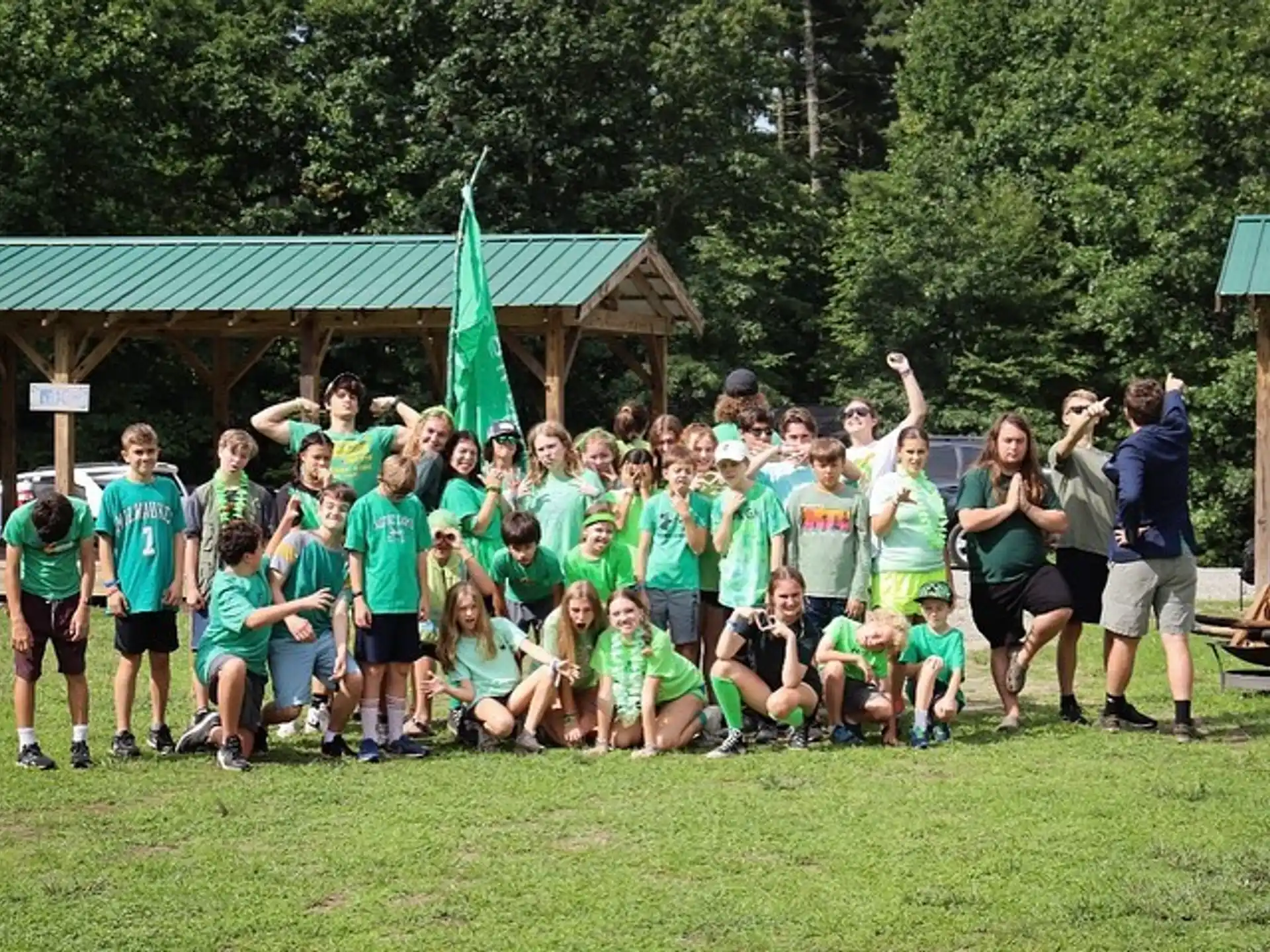 a group of people posing for a photo