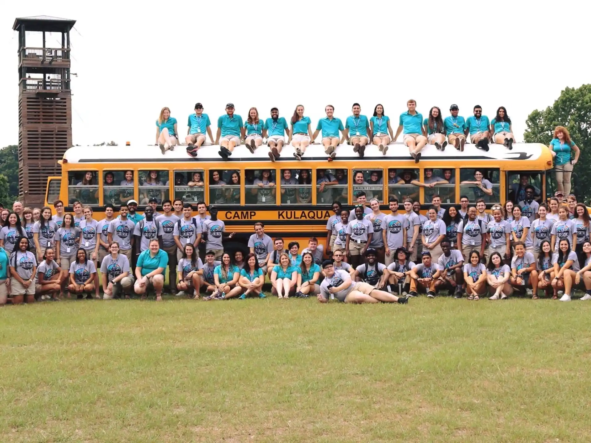 a group of people on a bus