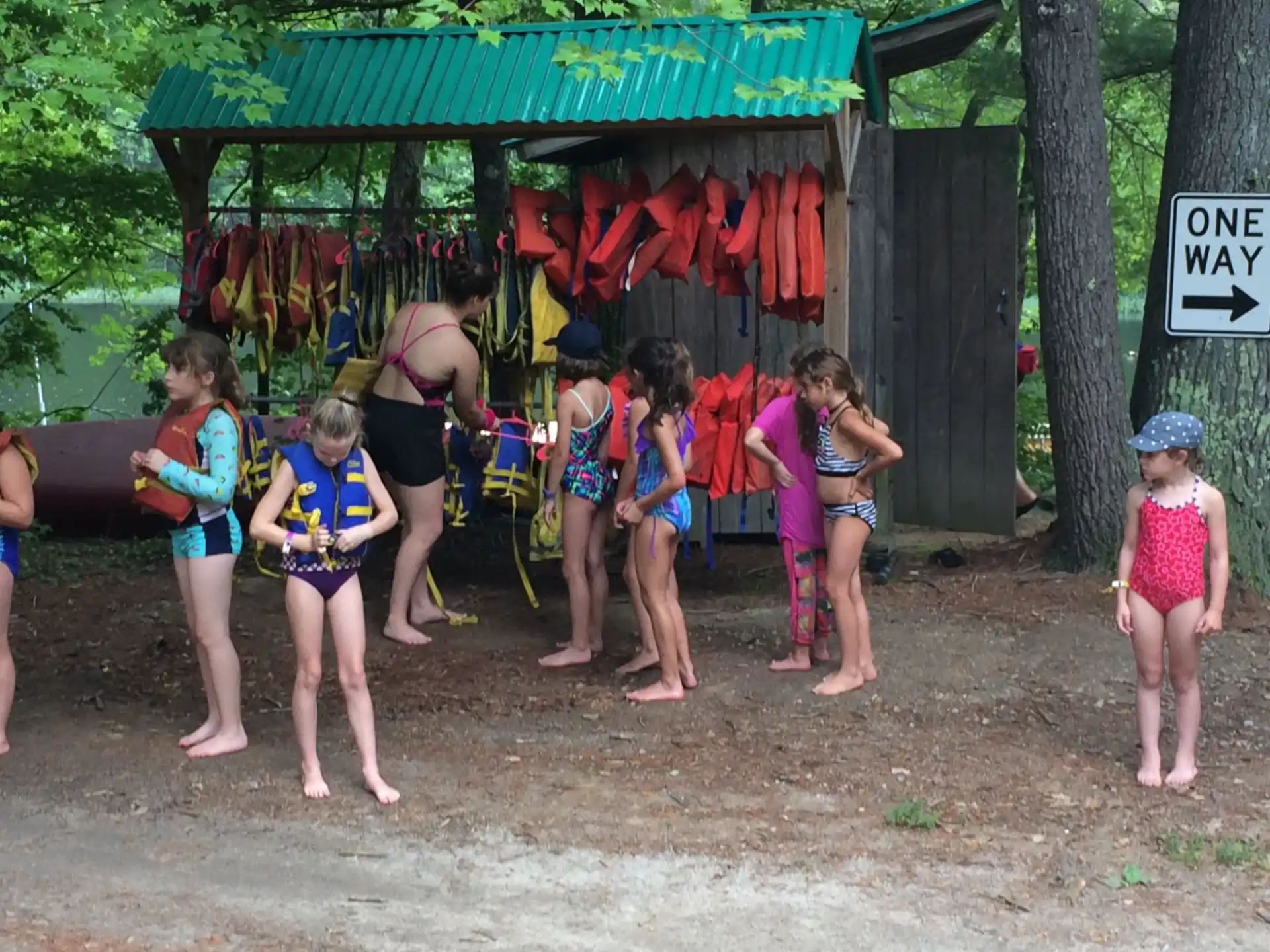 a group of children standing outside