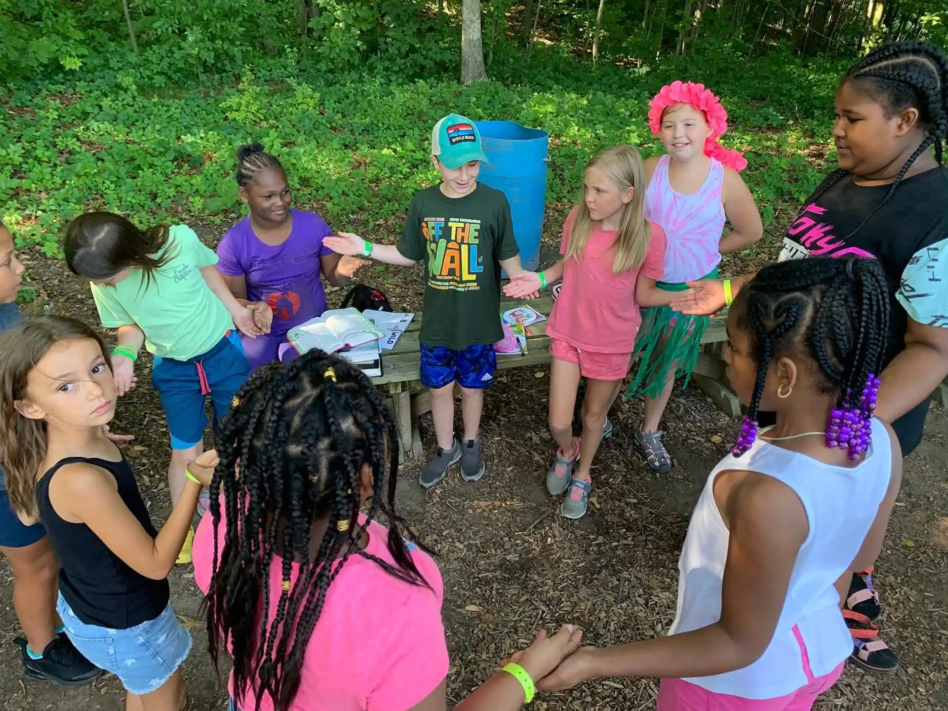 a group of children playing outside