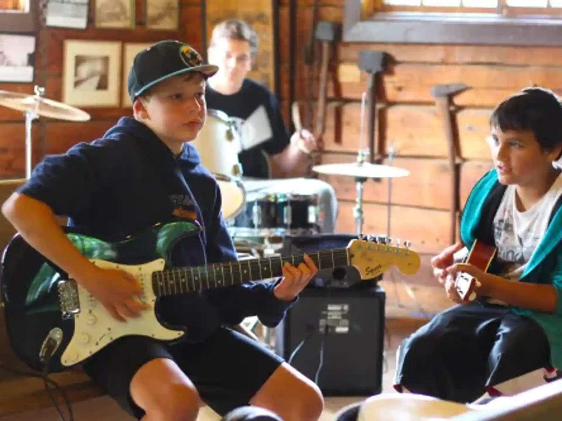 a group of people playing instruments