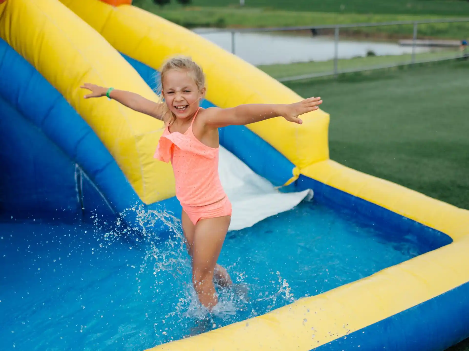 a girl in a pool