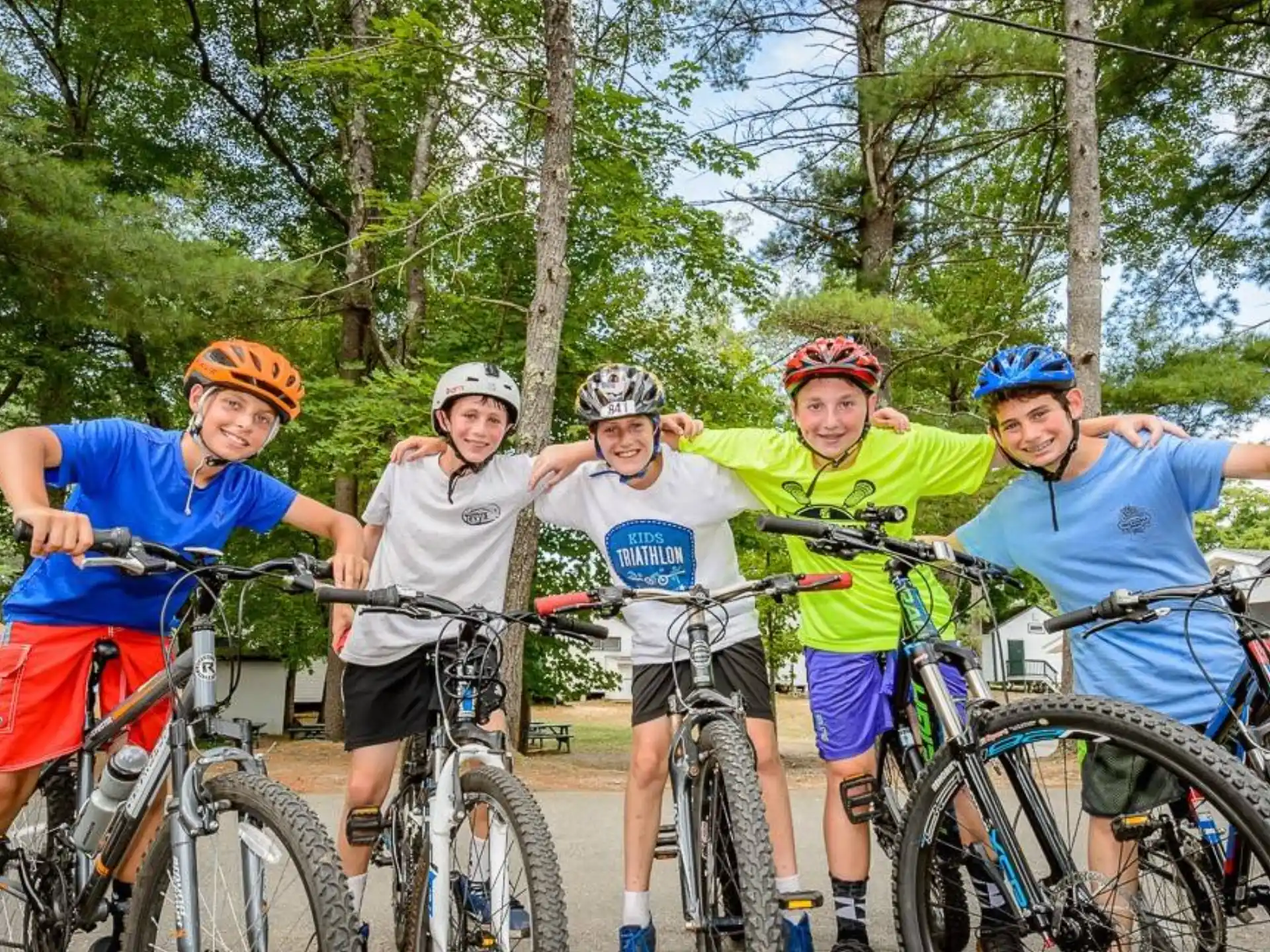 a group of people on bicycles