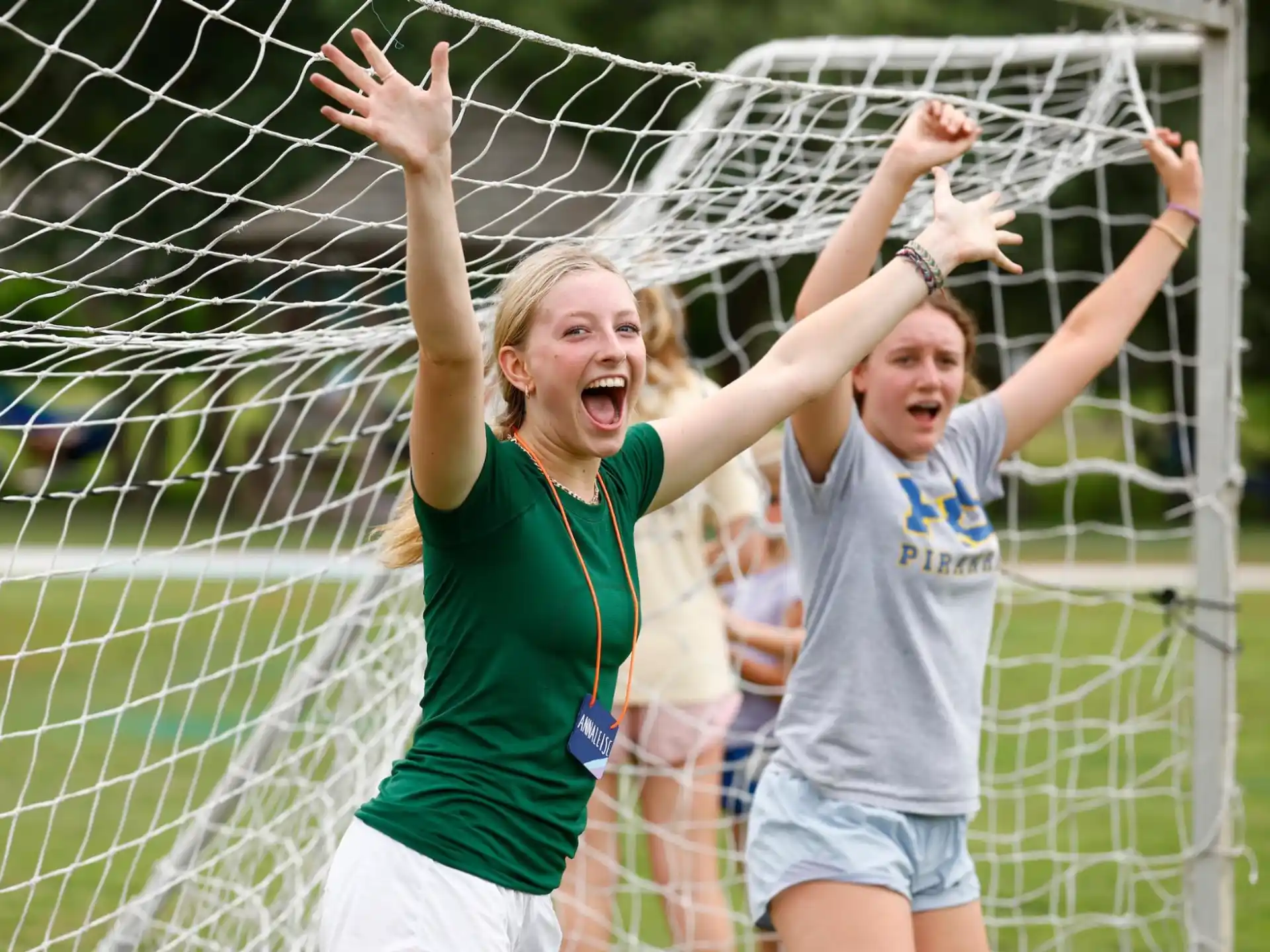 a group of people playing football