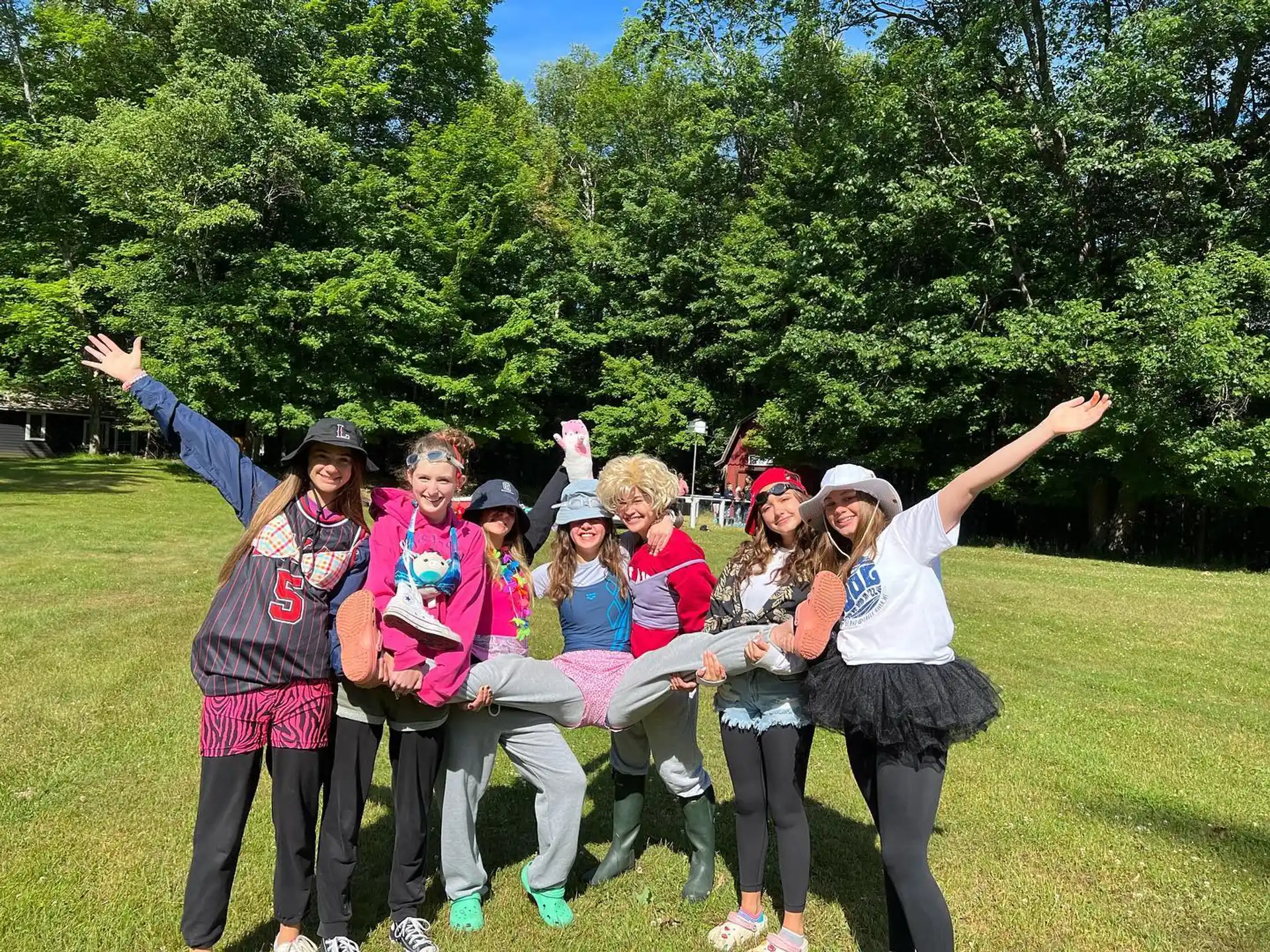 a group of people posing for a photo