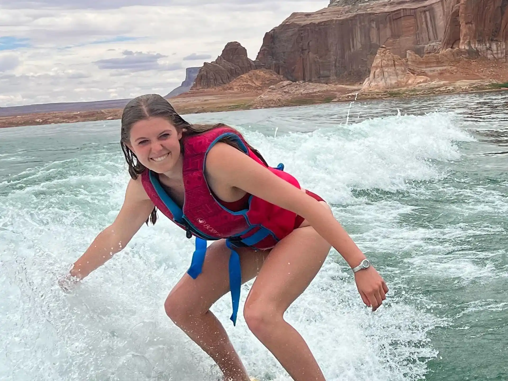 a person riding a surfboard