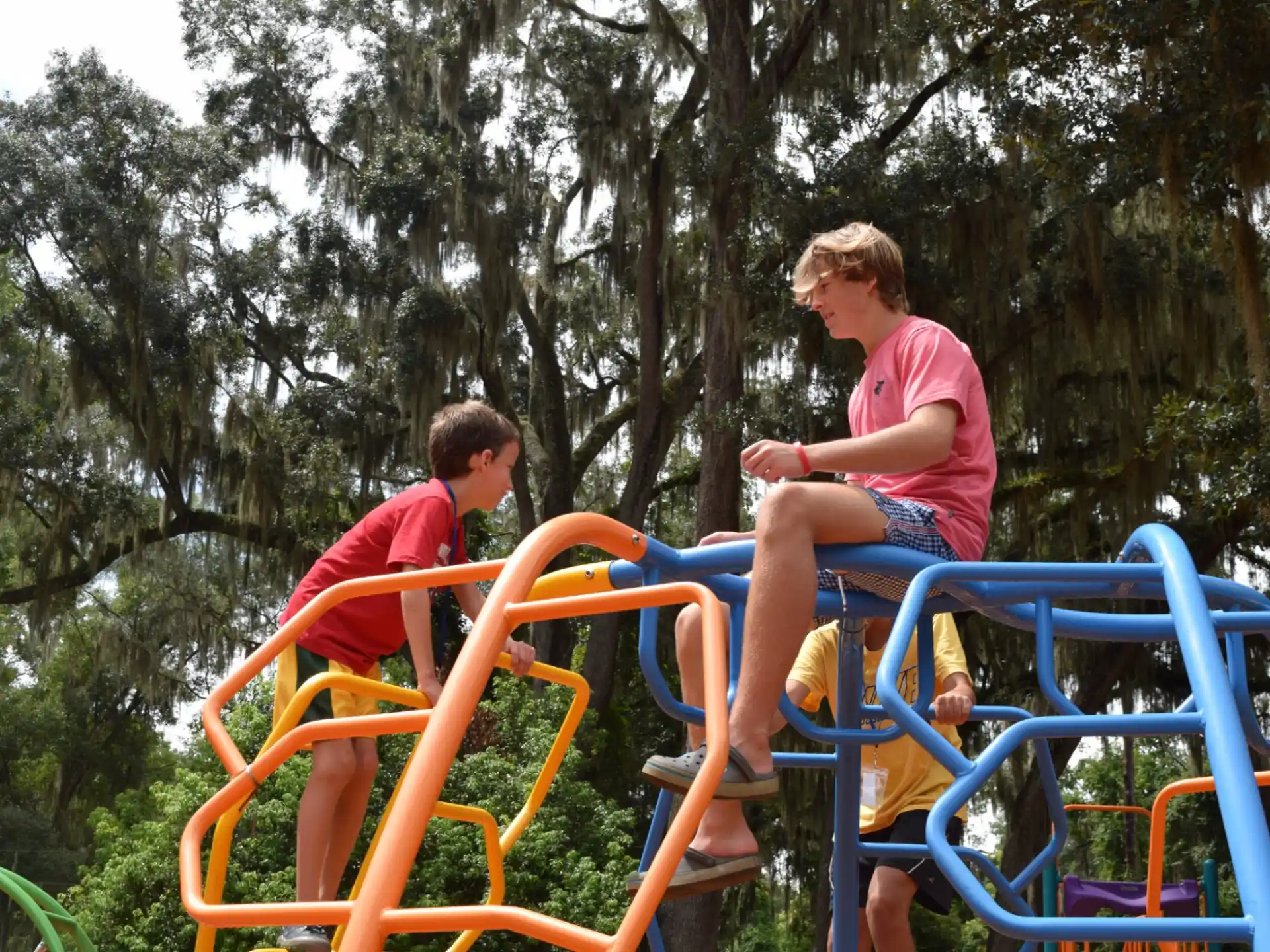 a couple of men on a playground