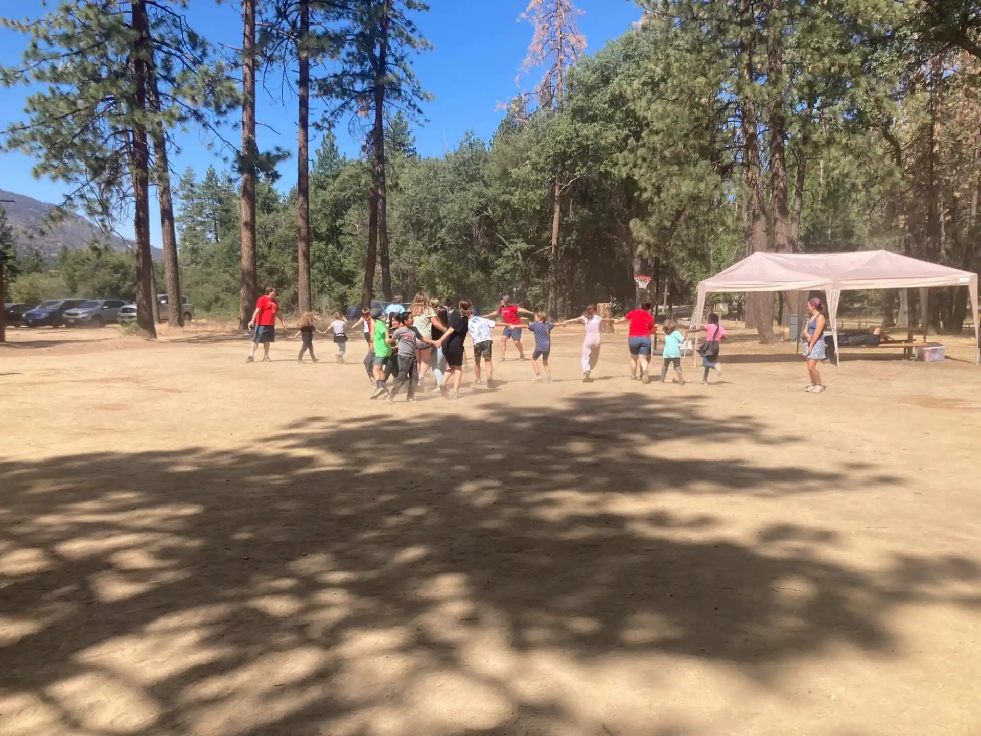 a group of people on a beach