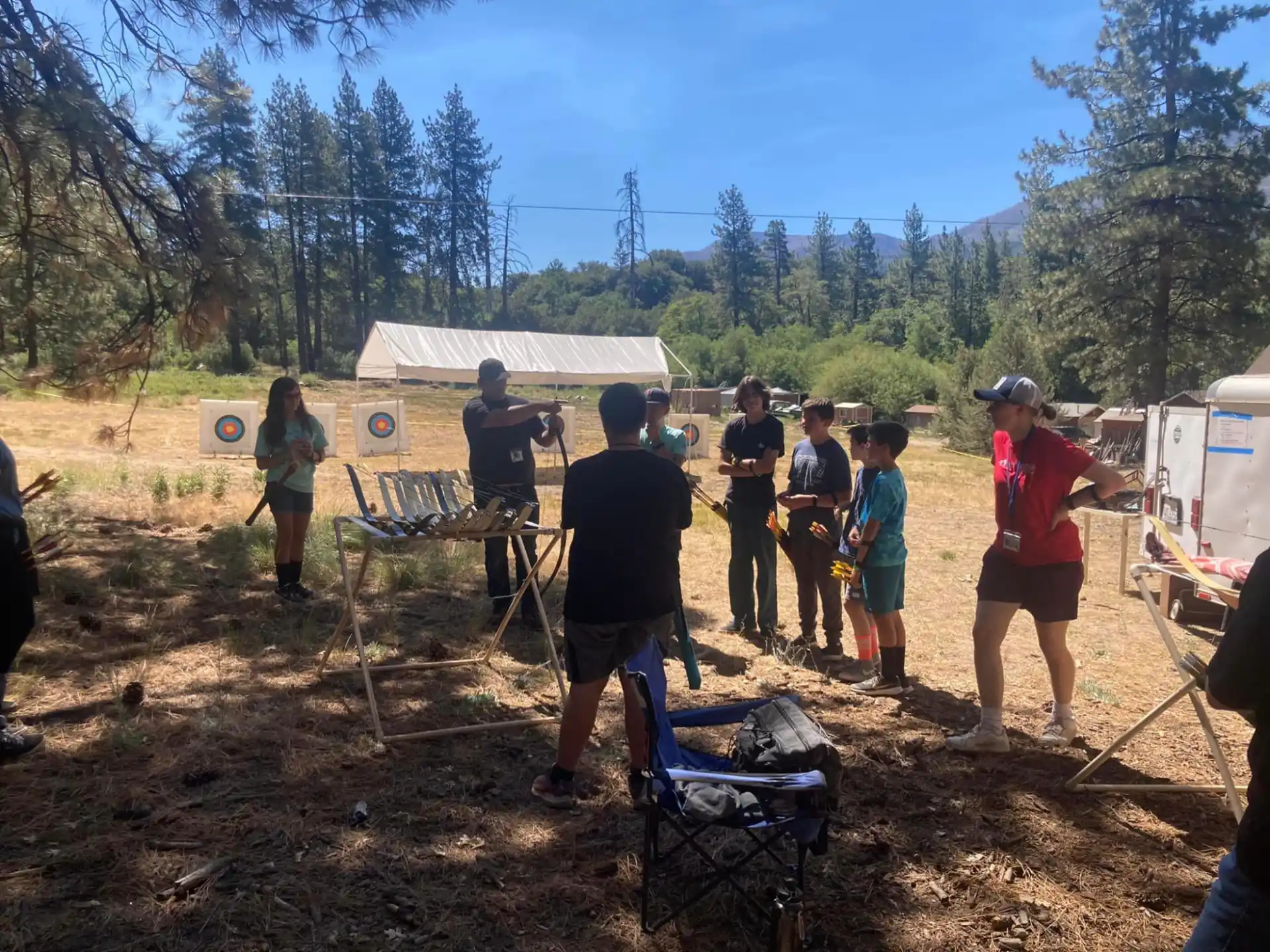 a group of people outside