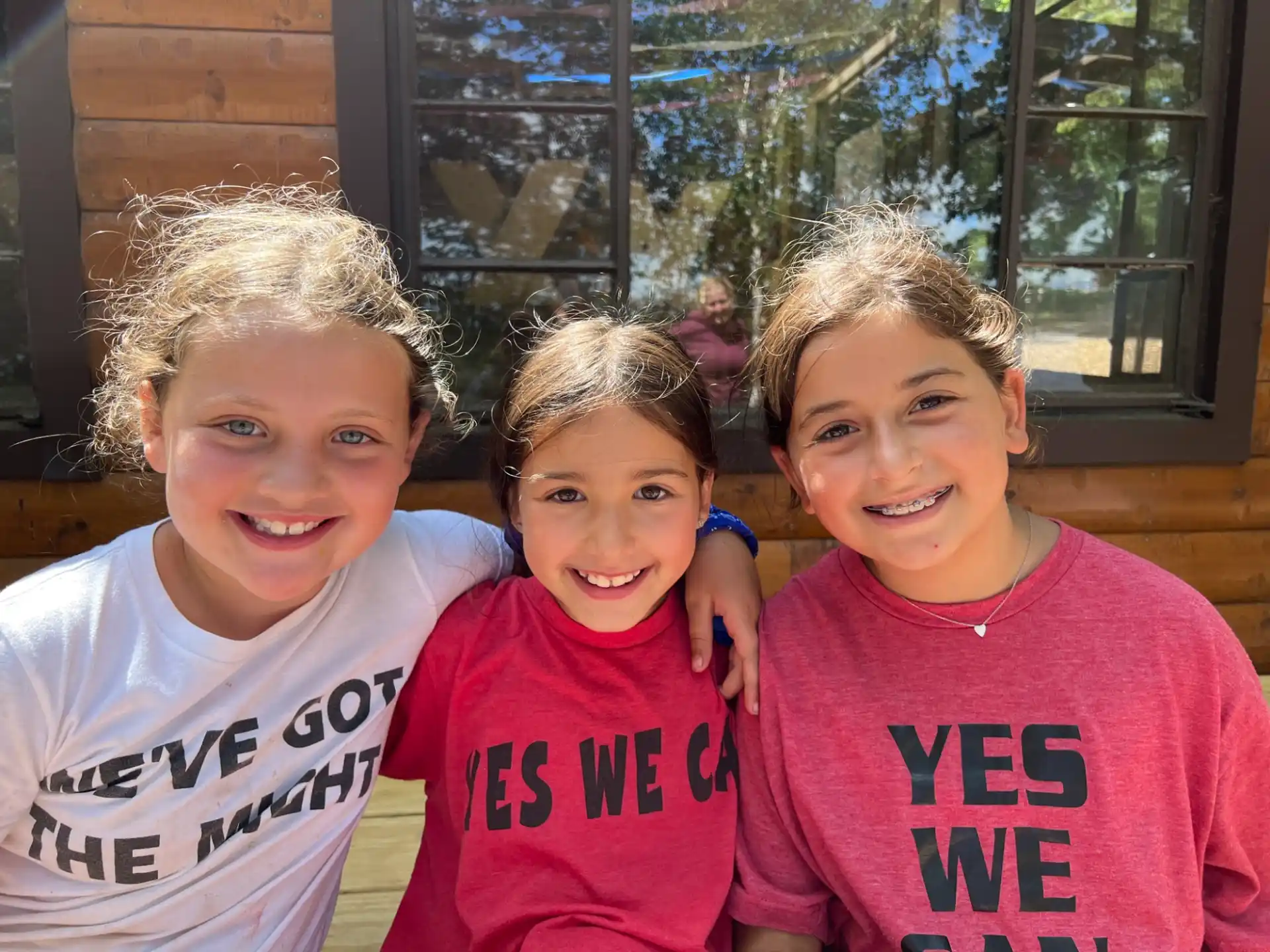 a group of children smiling