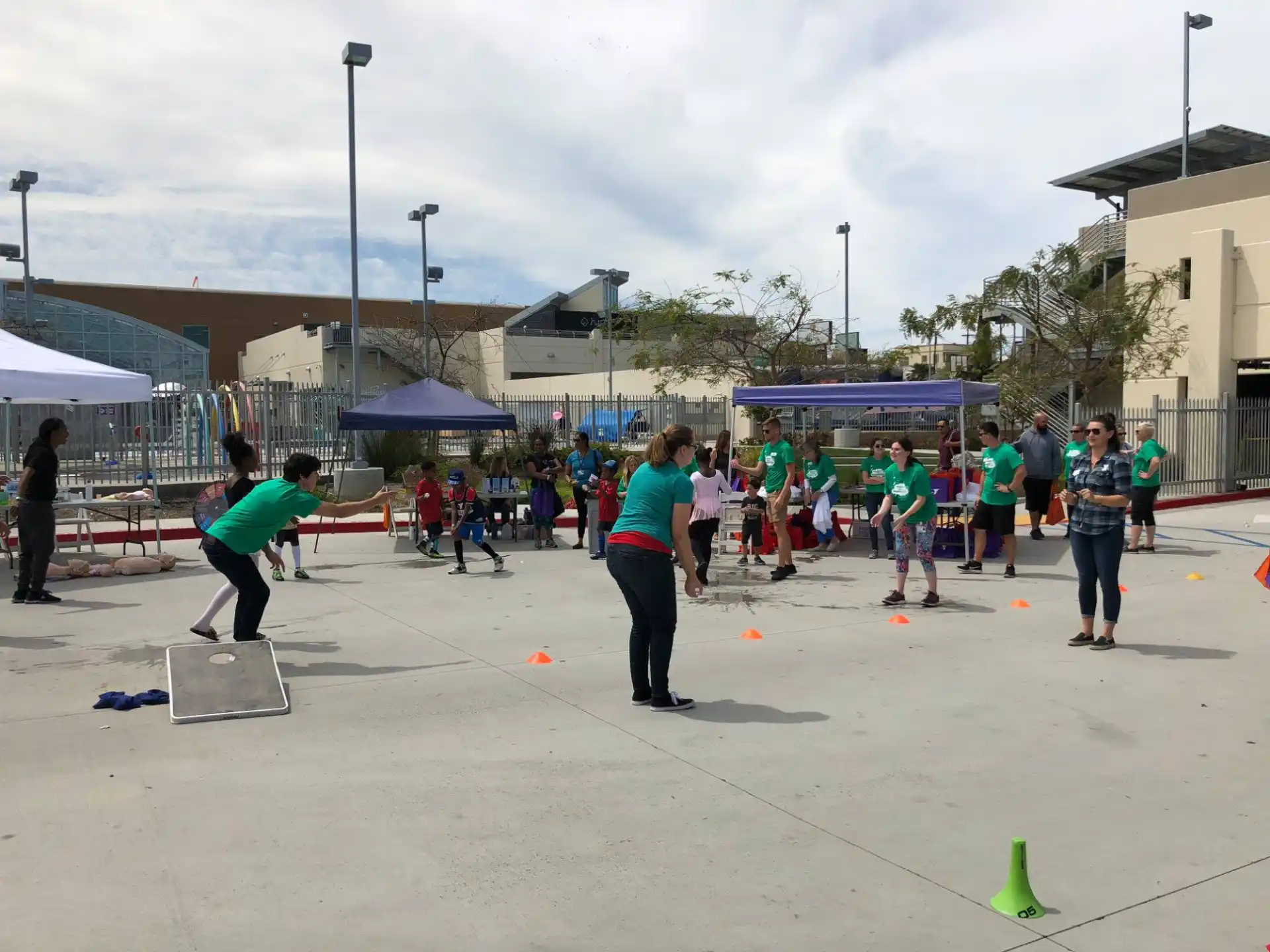 a group of people playing a game