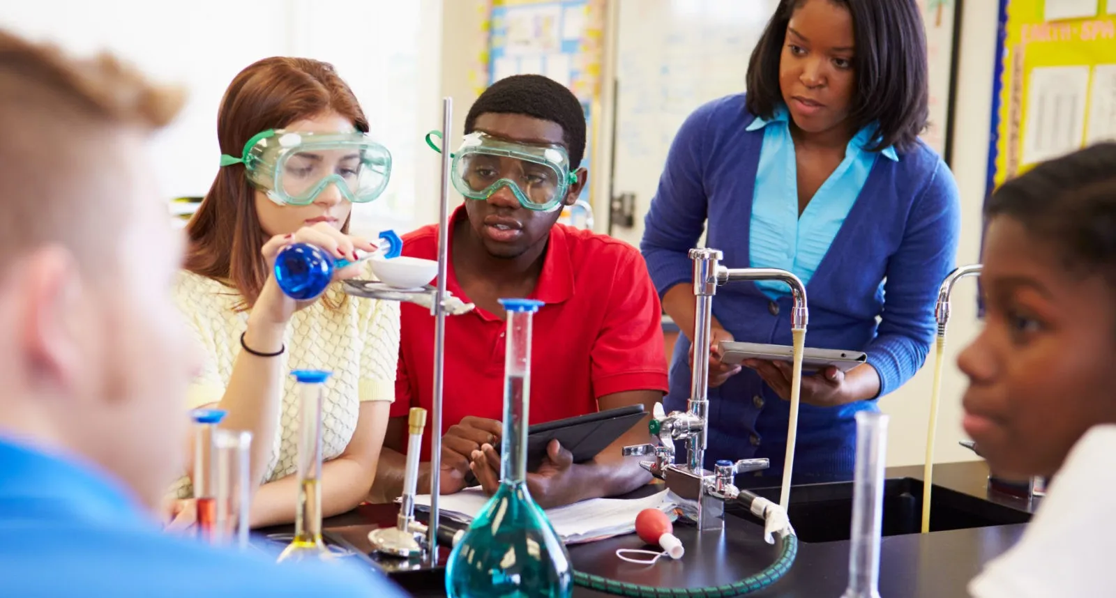 a group of people wearing goggles