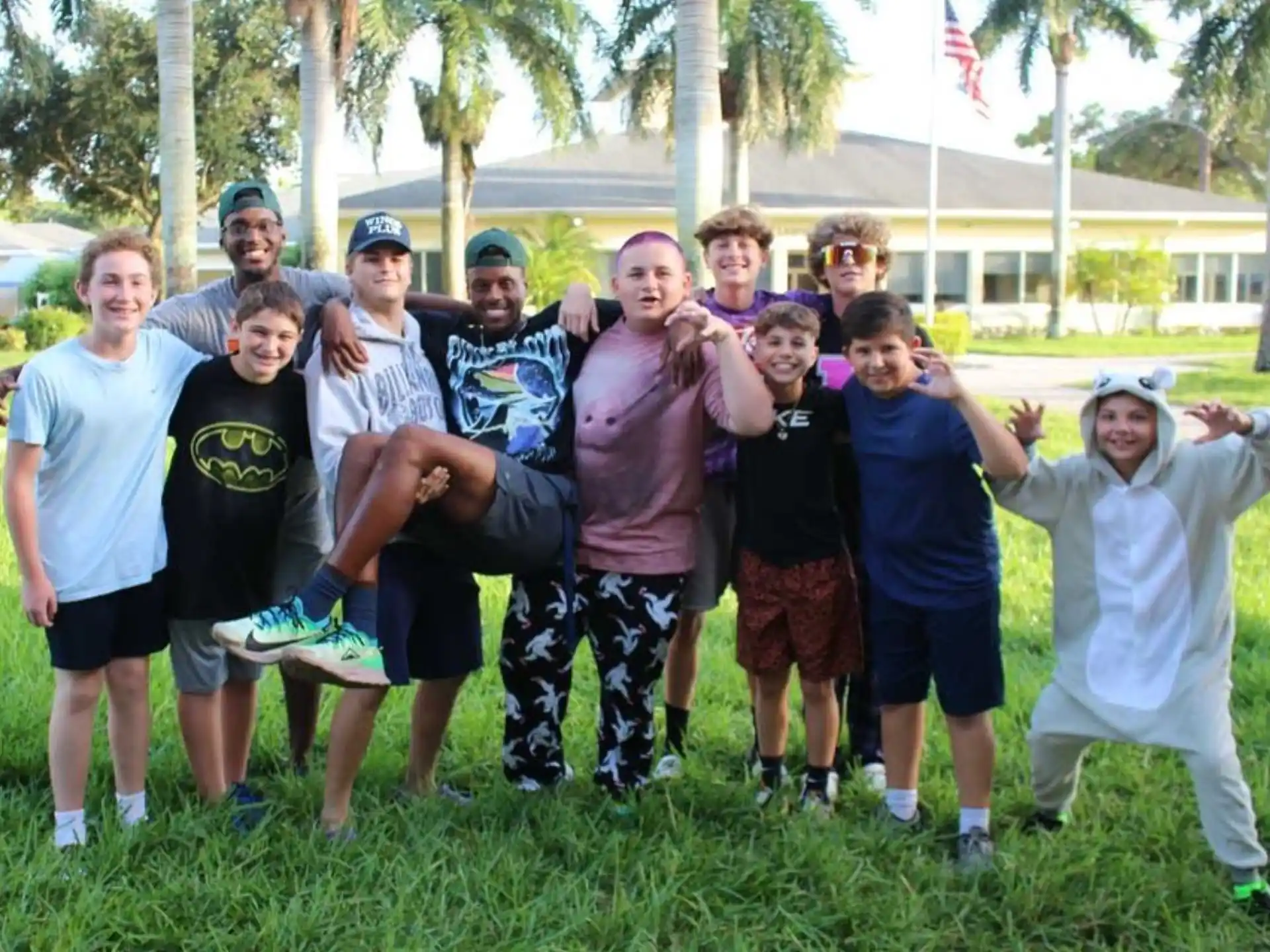 a group of people posing for a photo