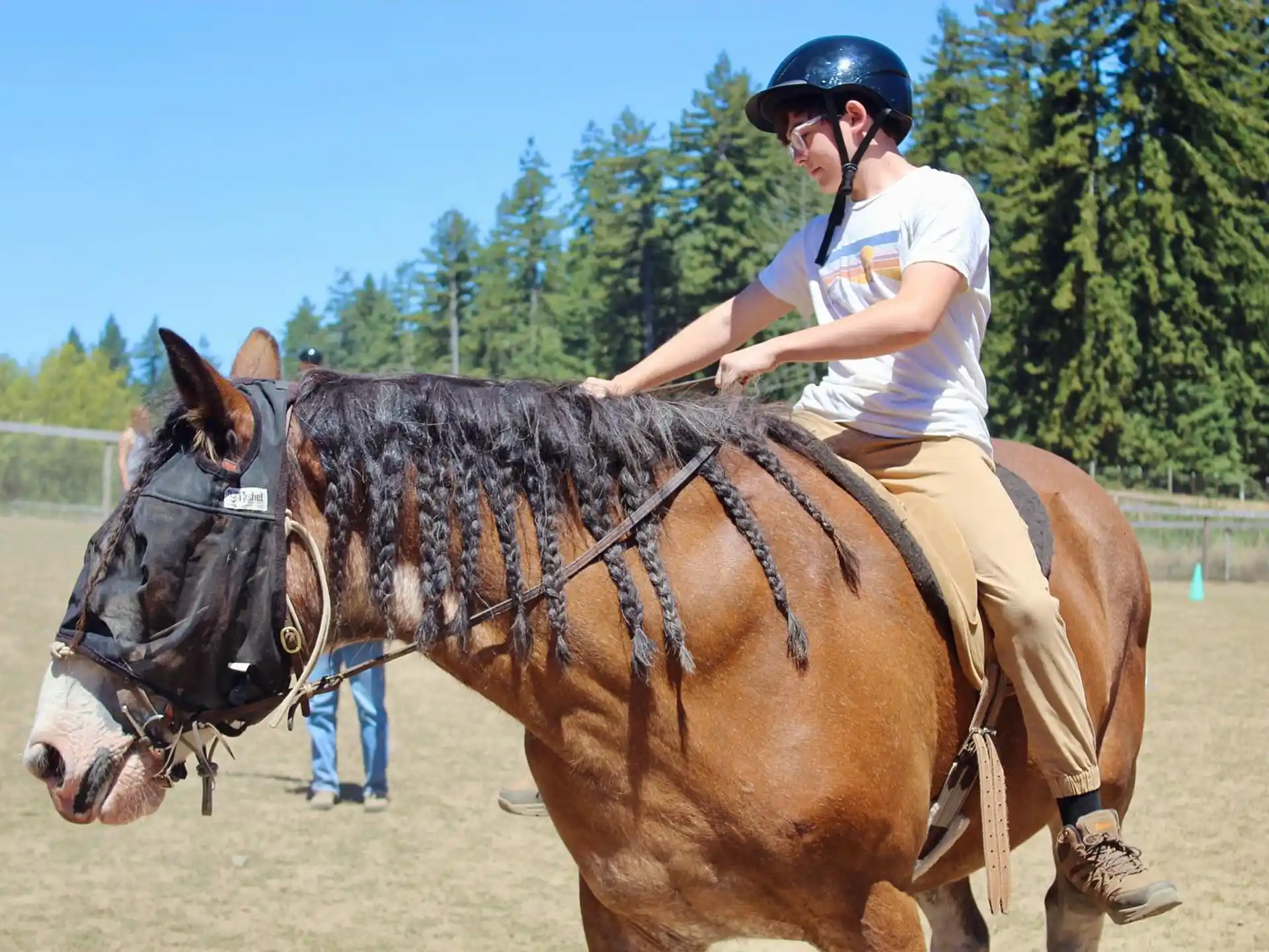 a man riding a horse