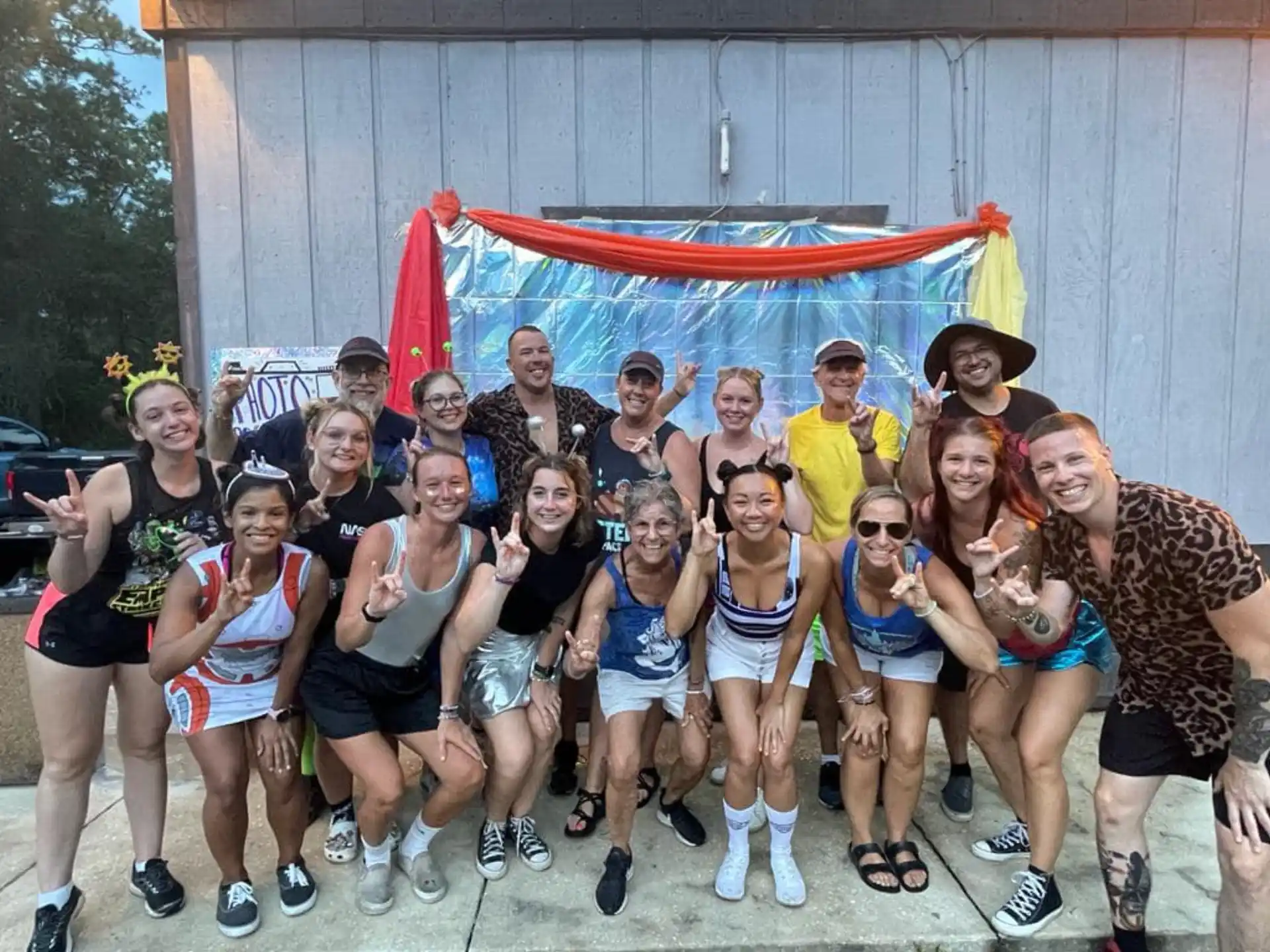 a group of people posing for a photo
