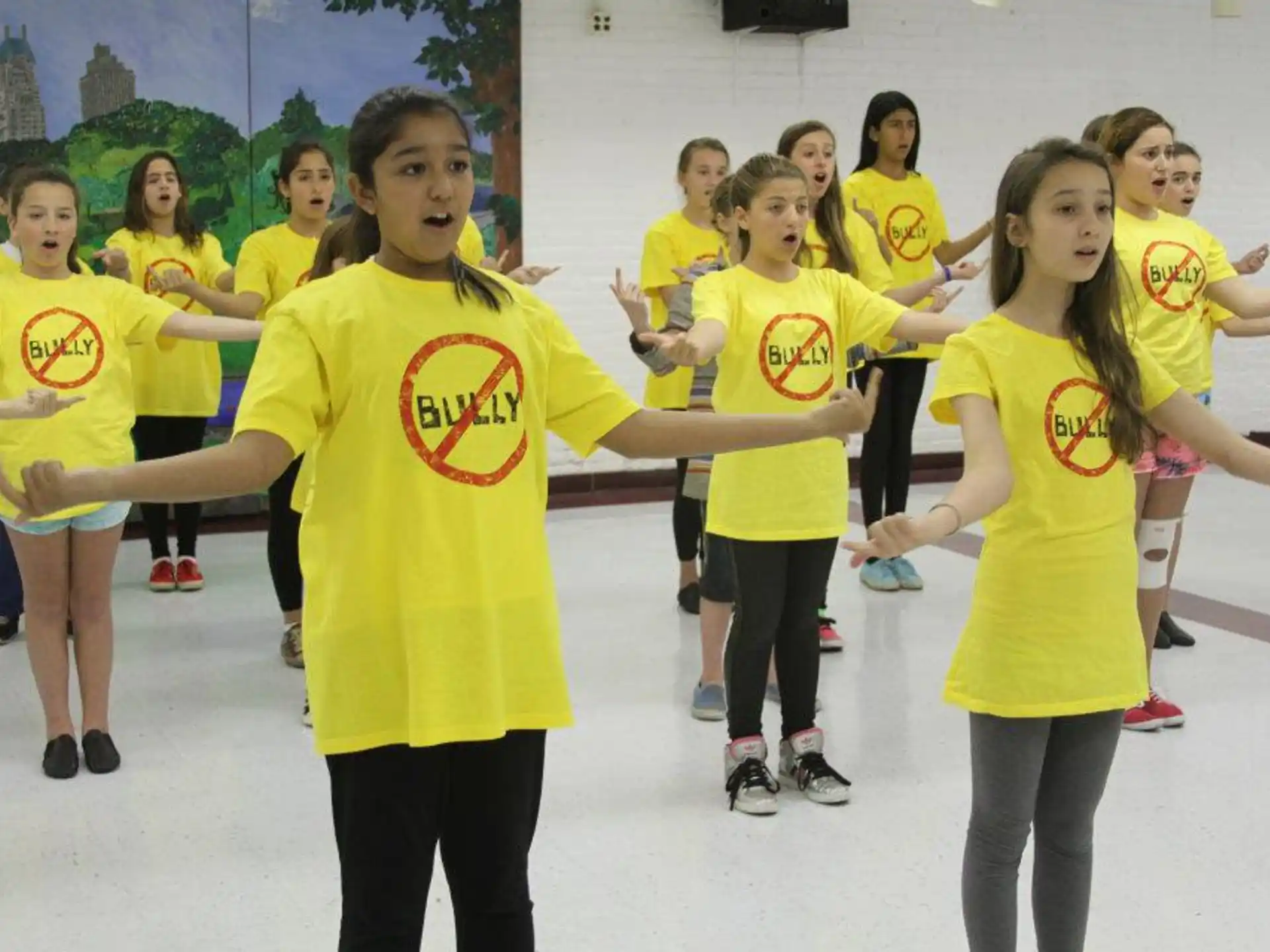 a group of people wearing matching t-shirts