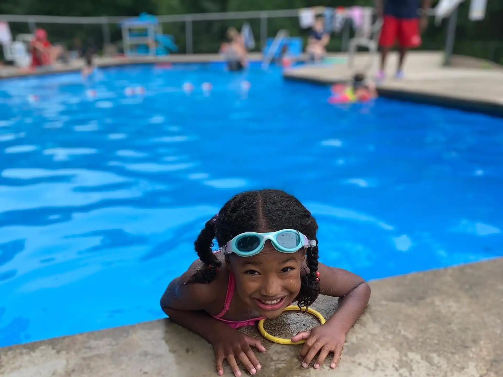 a girl in a pool