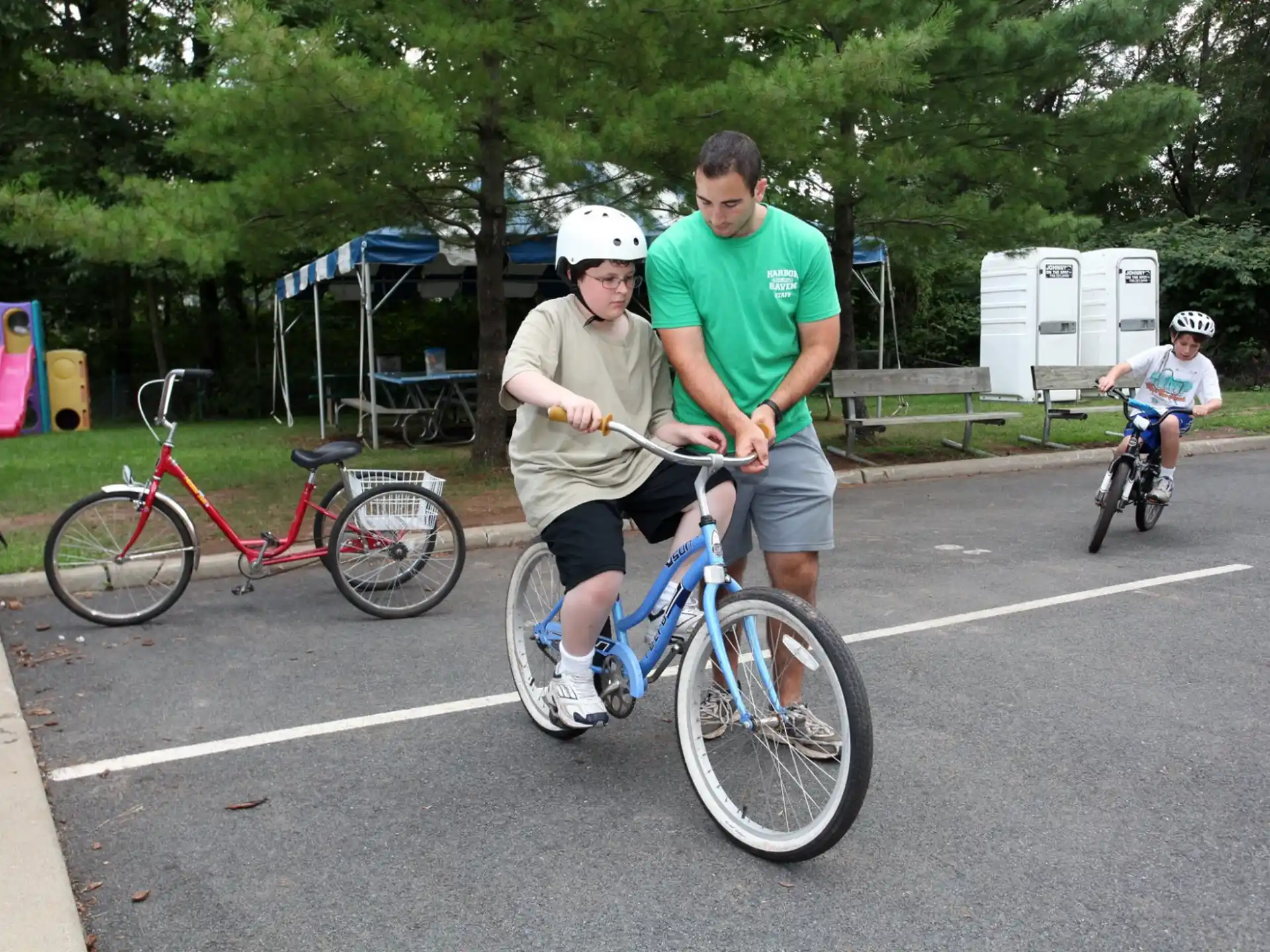 a man and a woman on bicycles