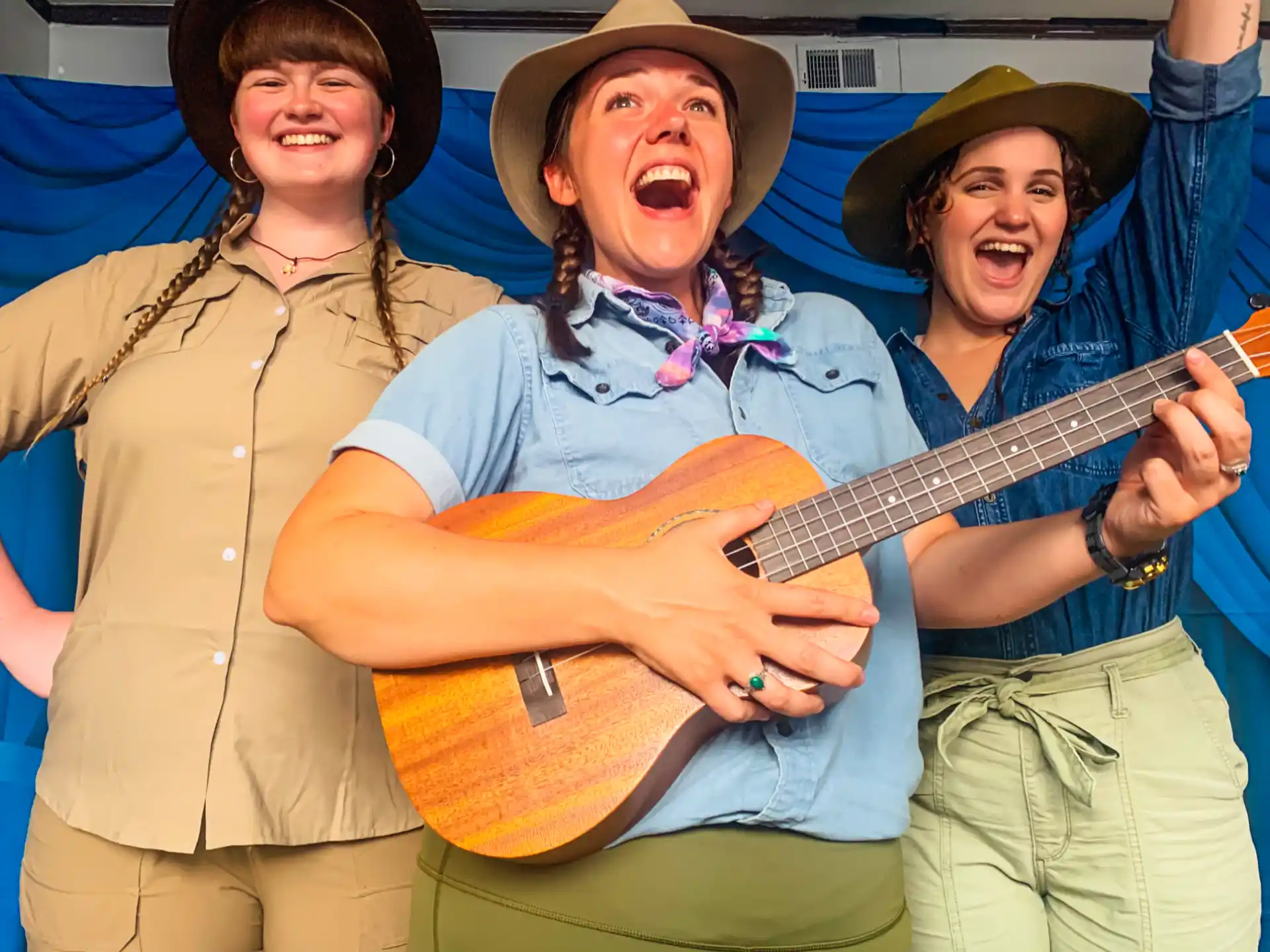 a group of people holding guitars