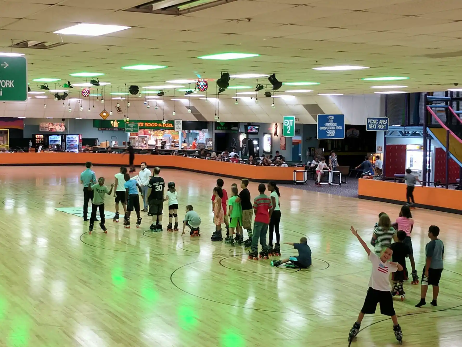 a group of people in a gym