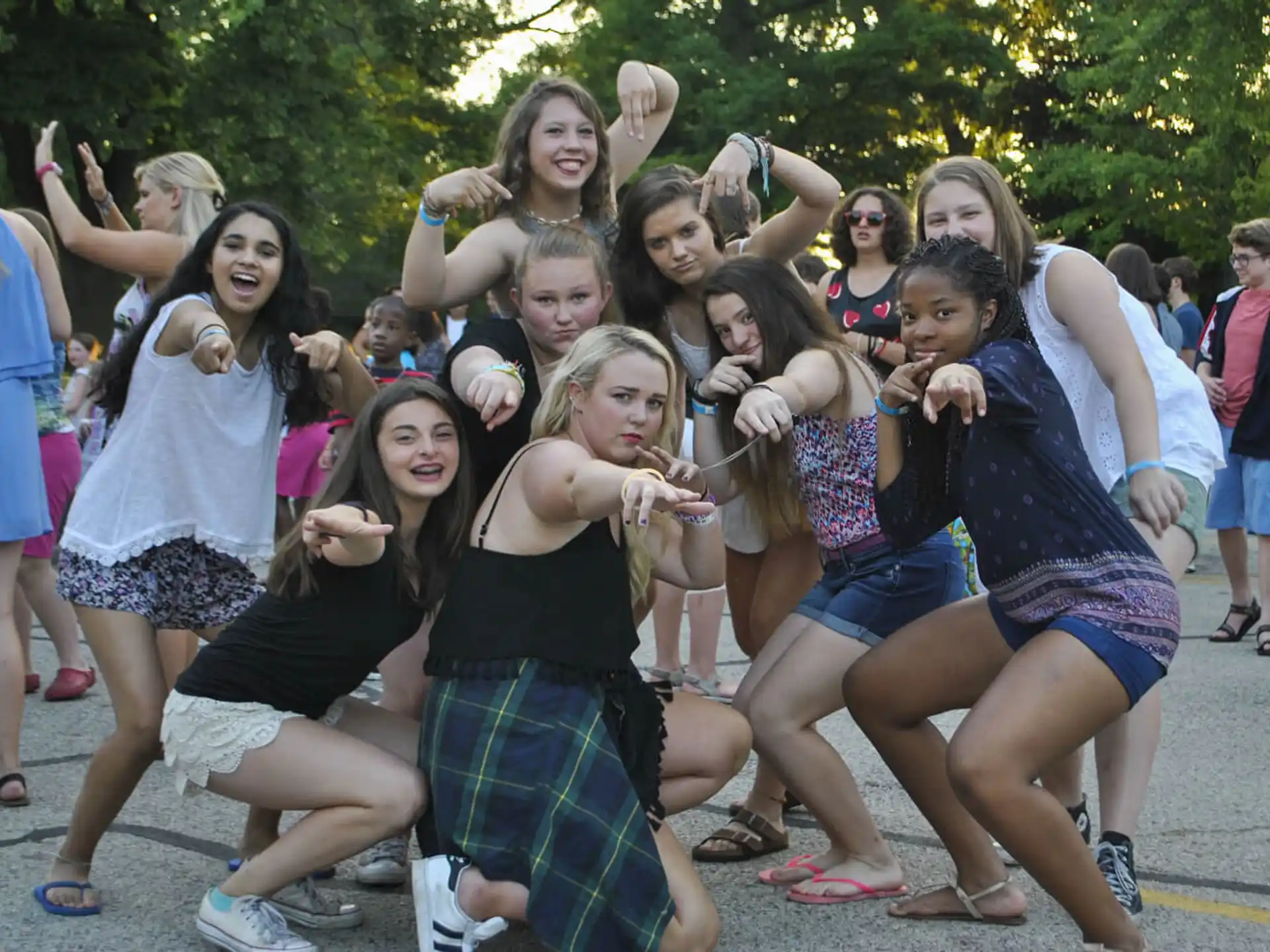 a group of girls posing for a picture