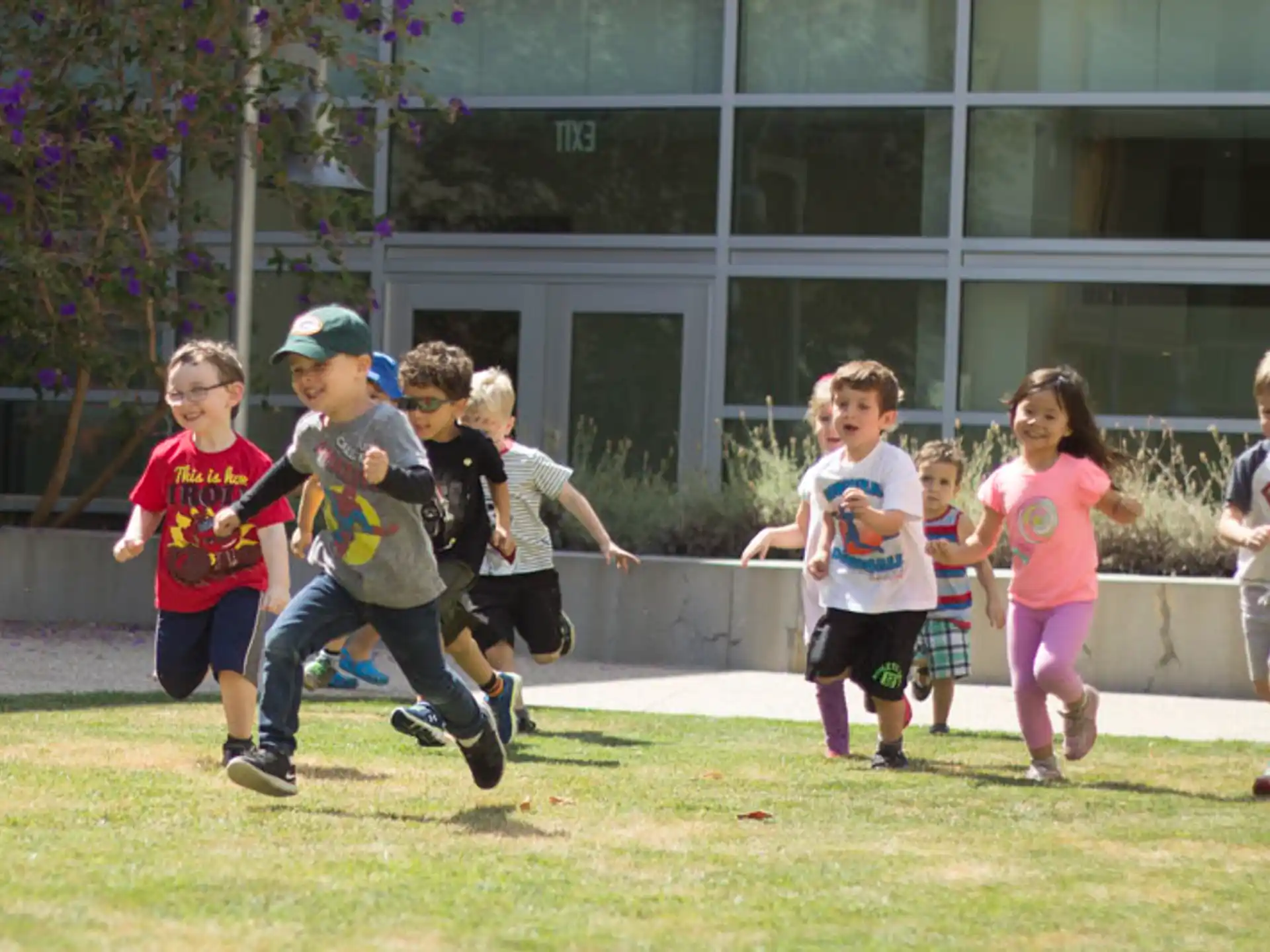 kids running on a field
