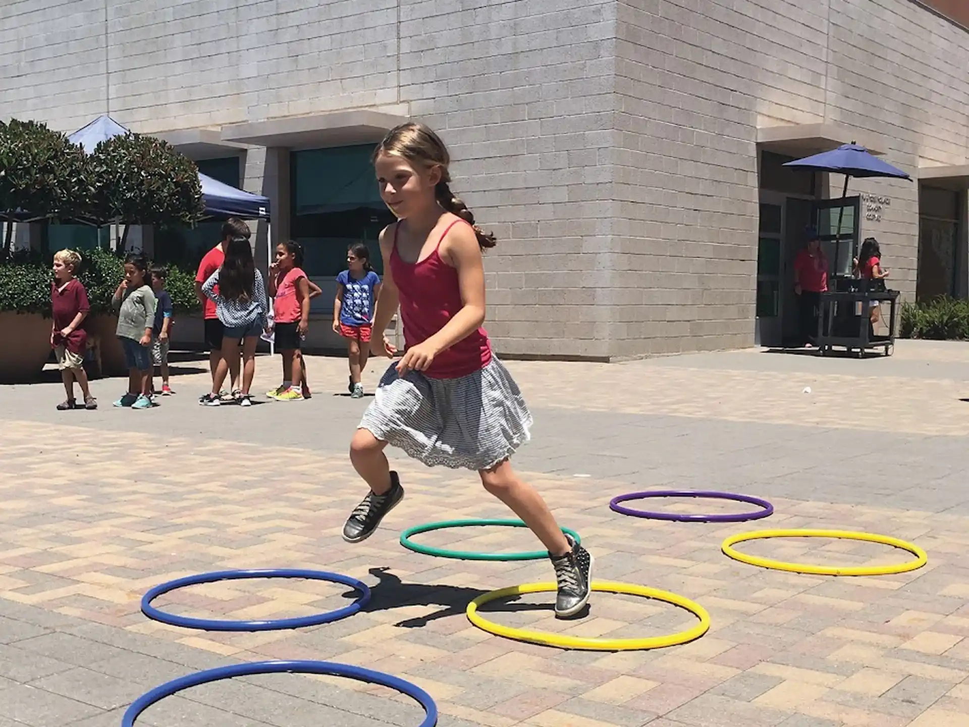 a girl jumping in the air