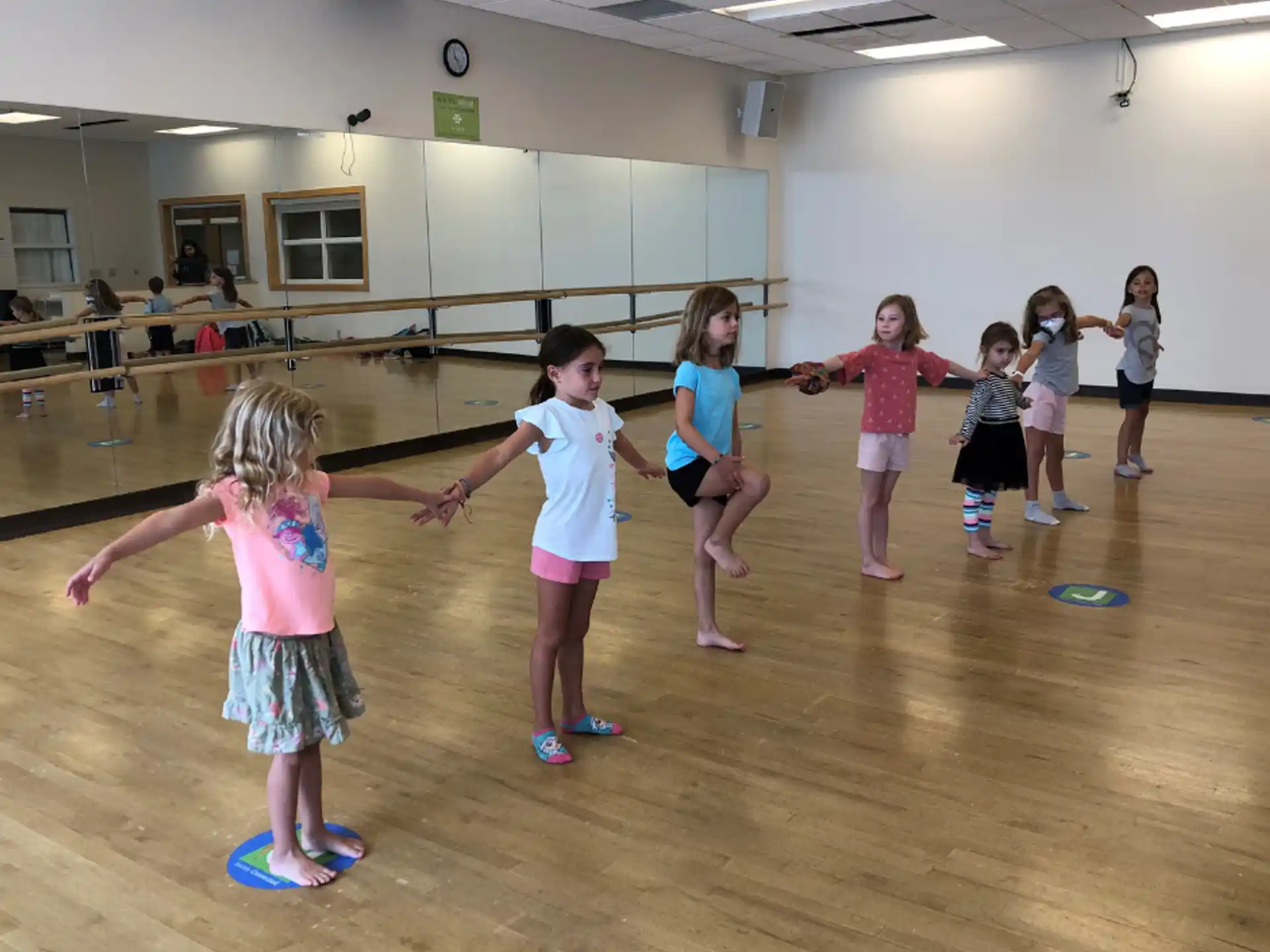 a group of girls in a gym