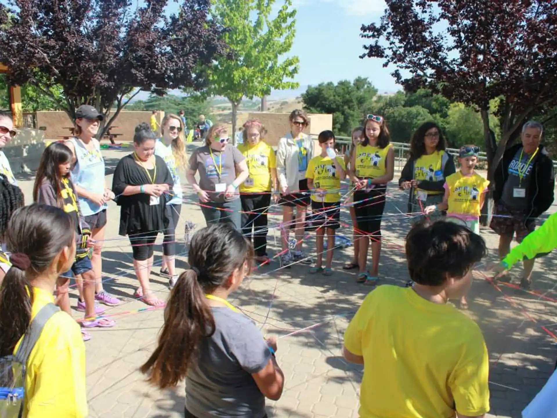 a group of people standing outside