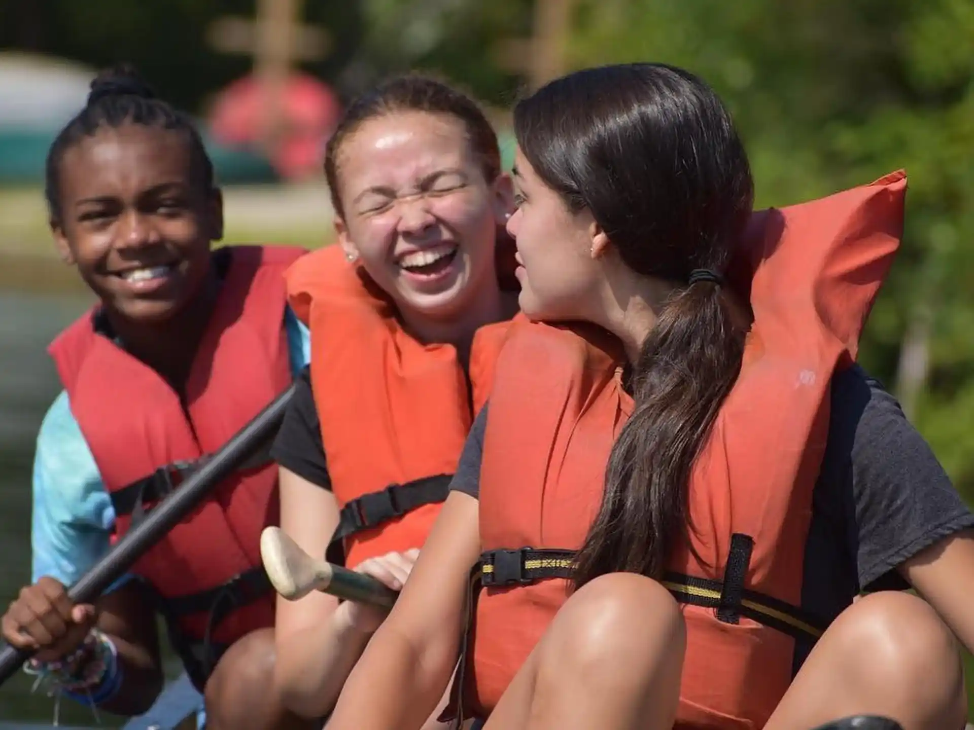 a group of people in a boat