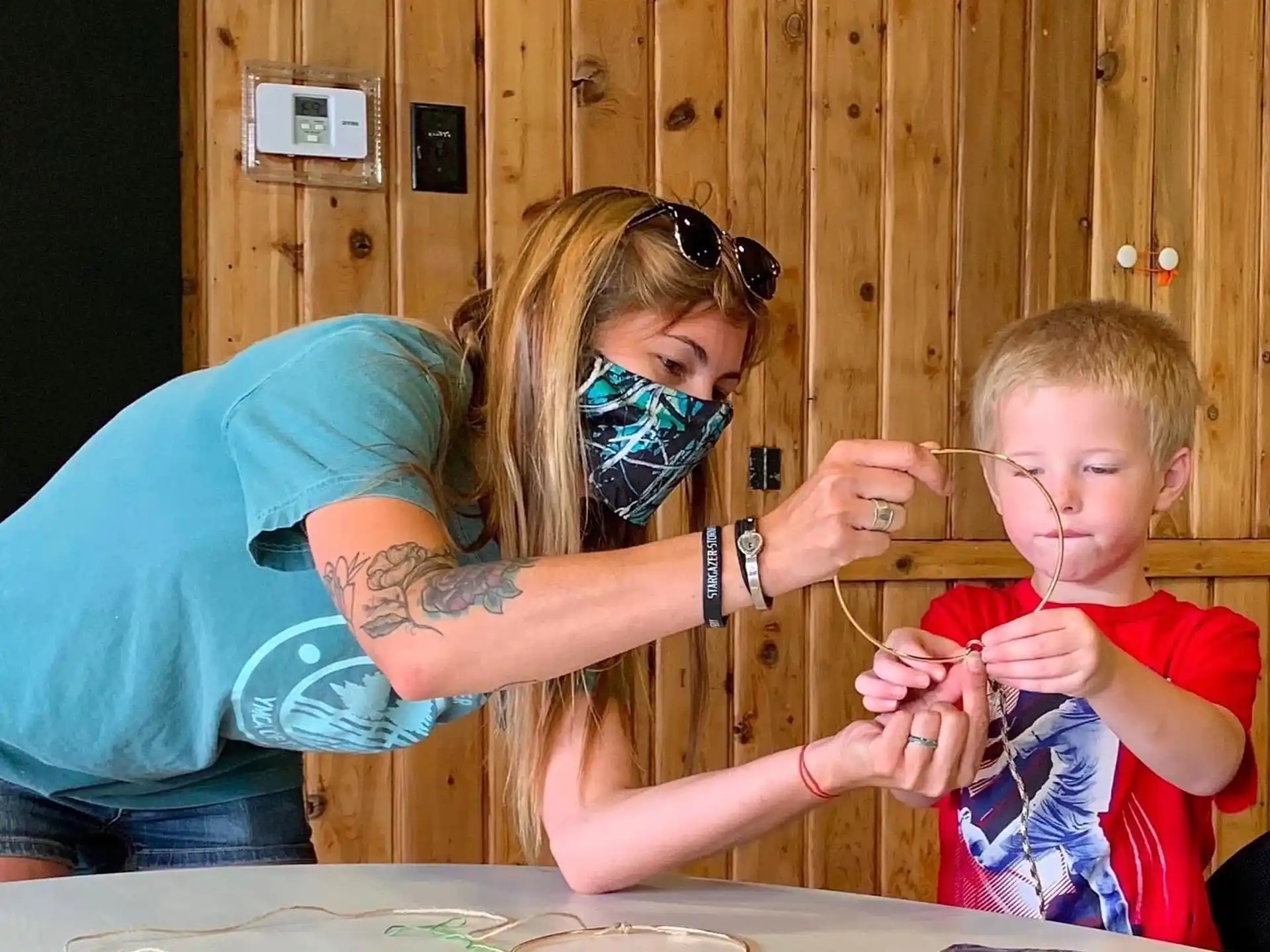 a person and a boy eating