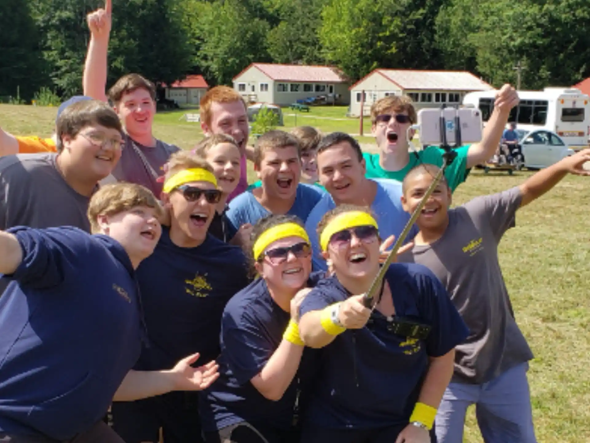 a group of people posing for a photo