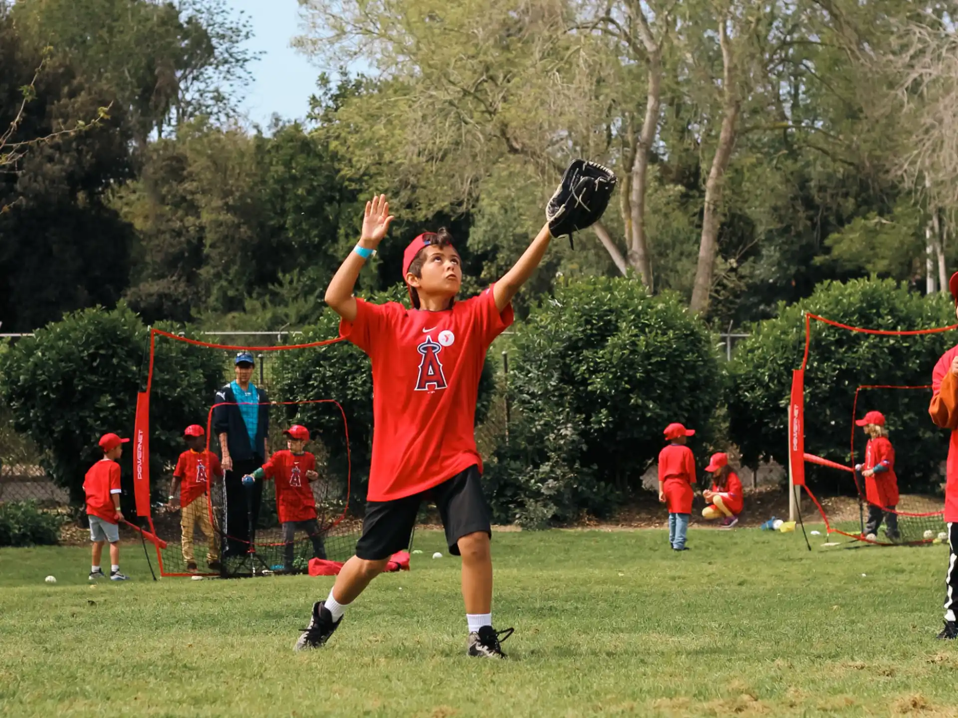 a person catching a baseball