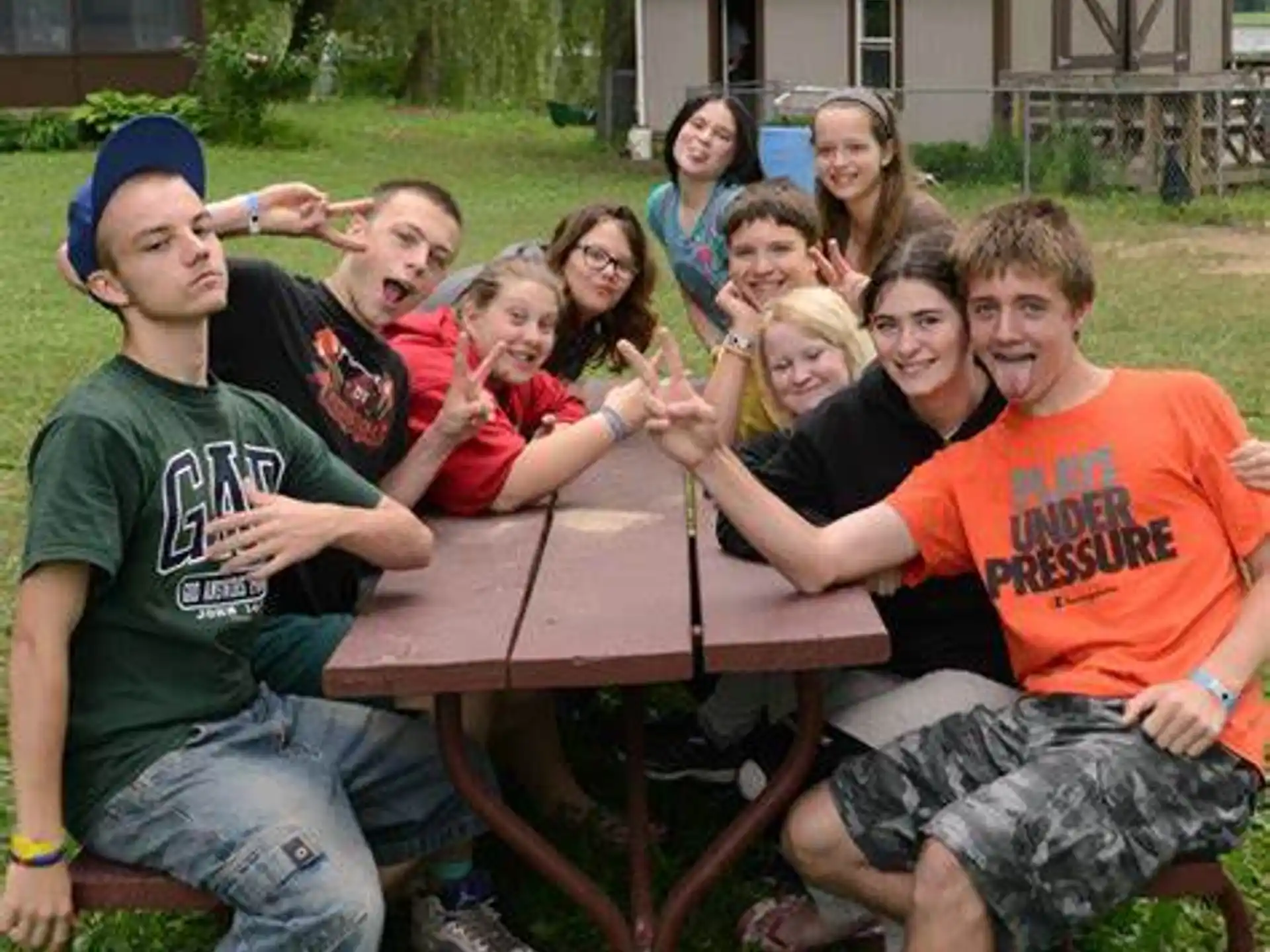 a group of people posing for a photo