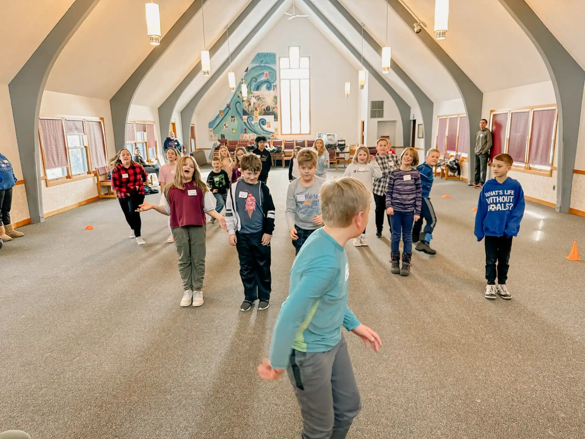 a group of children in a room
