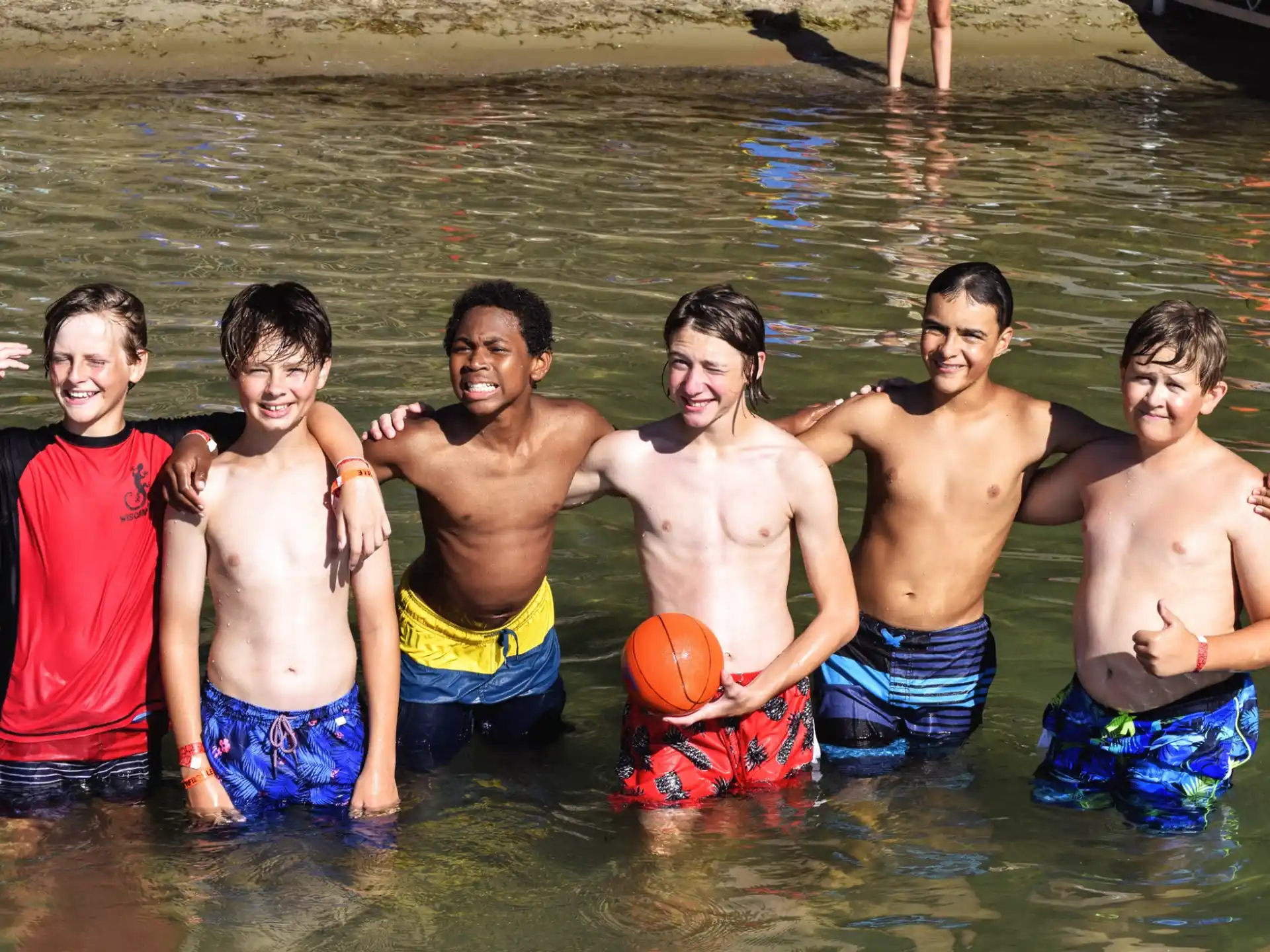 a group of men in the water