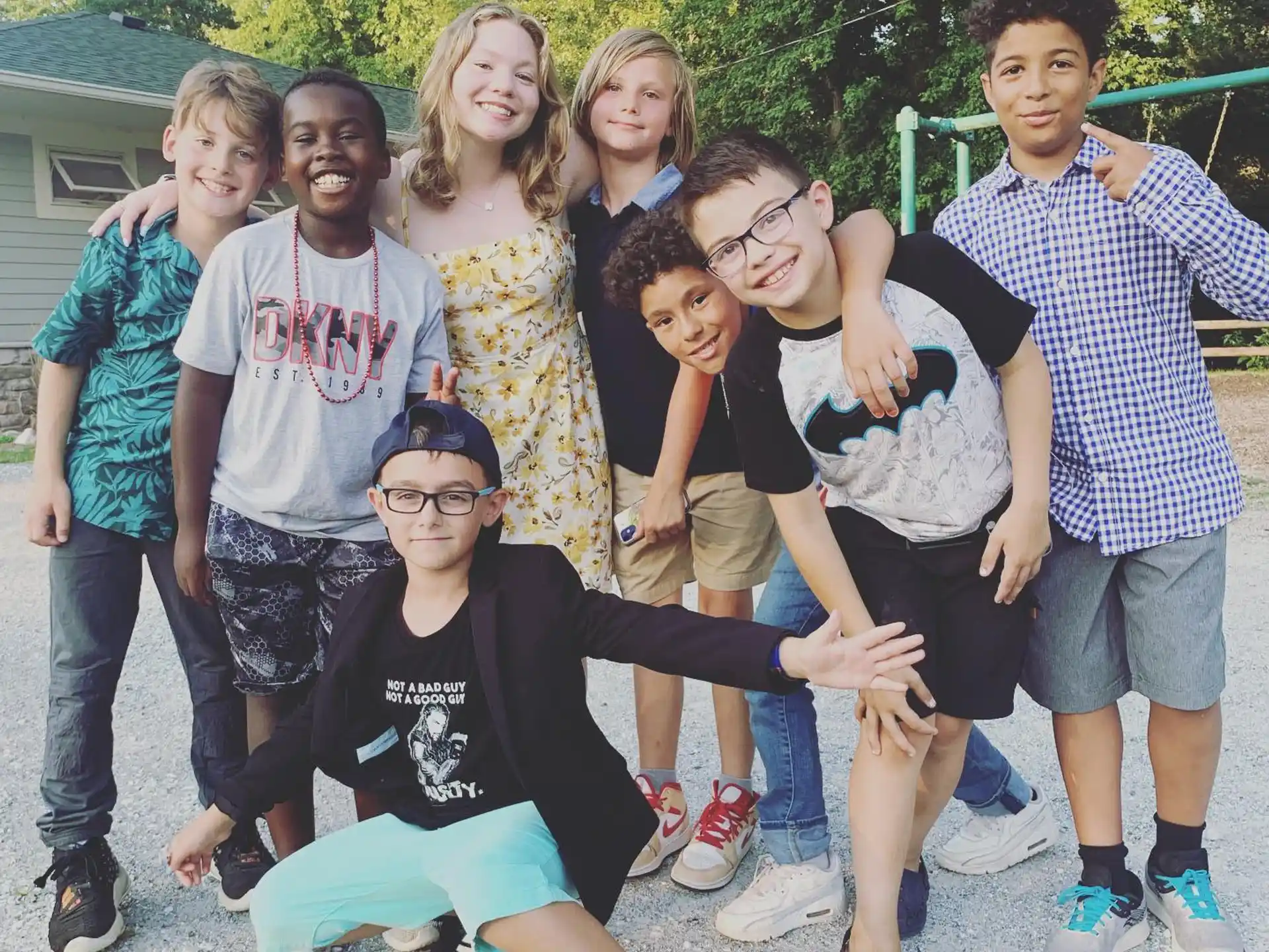 a group of people posing for a photo
